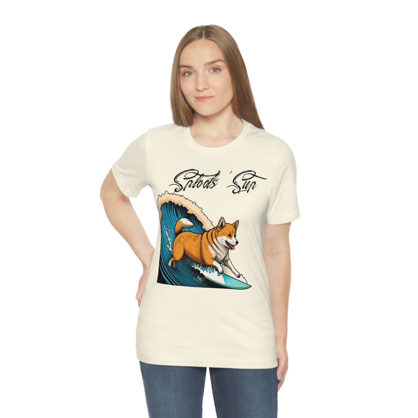 Sploots 'Sup Surfin' Shiba Inu | Black Ink | Short Sleeve Tee