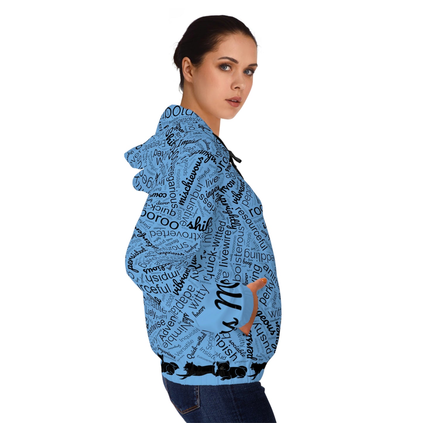 Shiba Wordle Women's Full-Zip Hoodie (AOP)