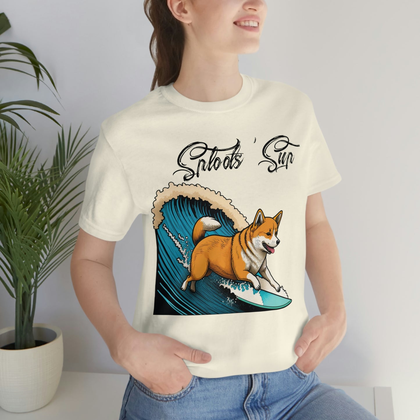 Sploots 'Sup Surfin' Shiba Inu | Black Ink | Short Sleeve Tee