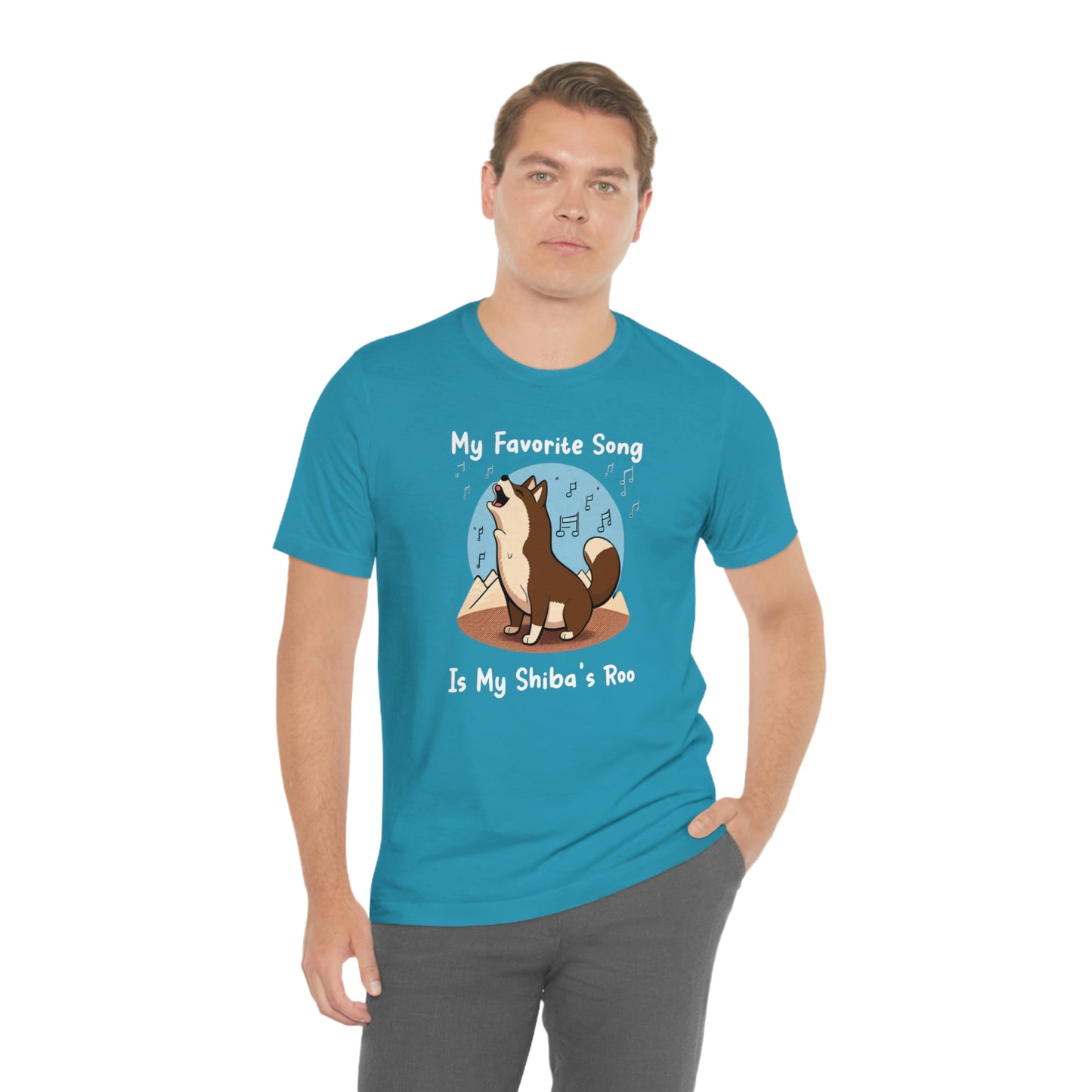 My Favorite Song - White Ink | Dk Brown Shiba Inu | Unisex Jersey Short Sleeve Tee