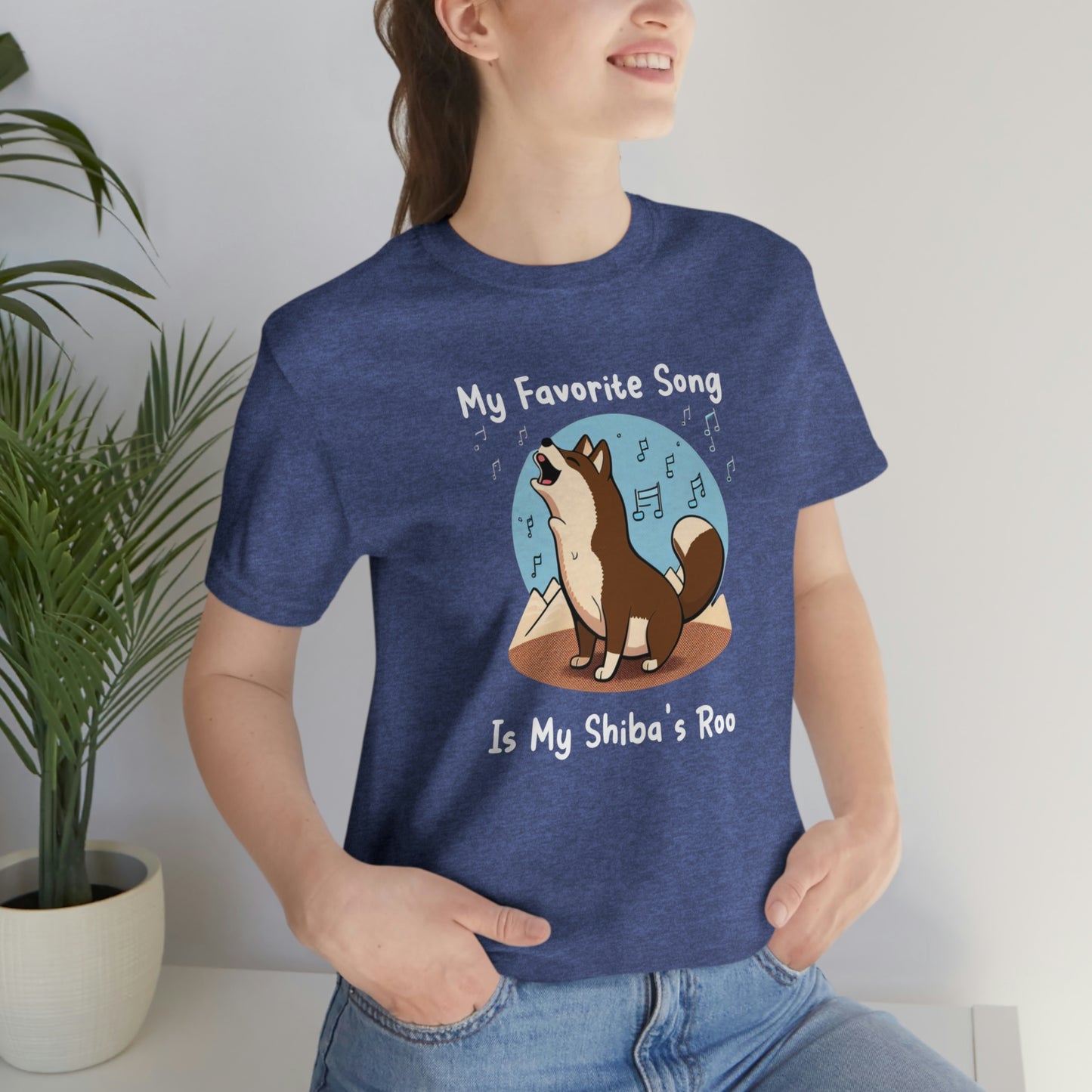 My Favorite Song - White Ink | Dk Brown Shiba Inu | Unisex Jersey Short Sleeve Tee