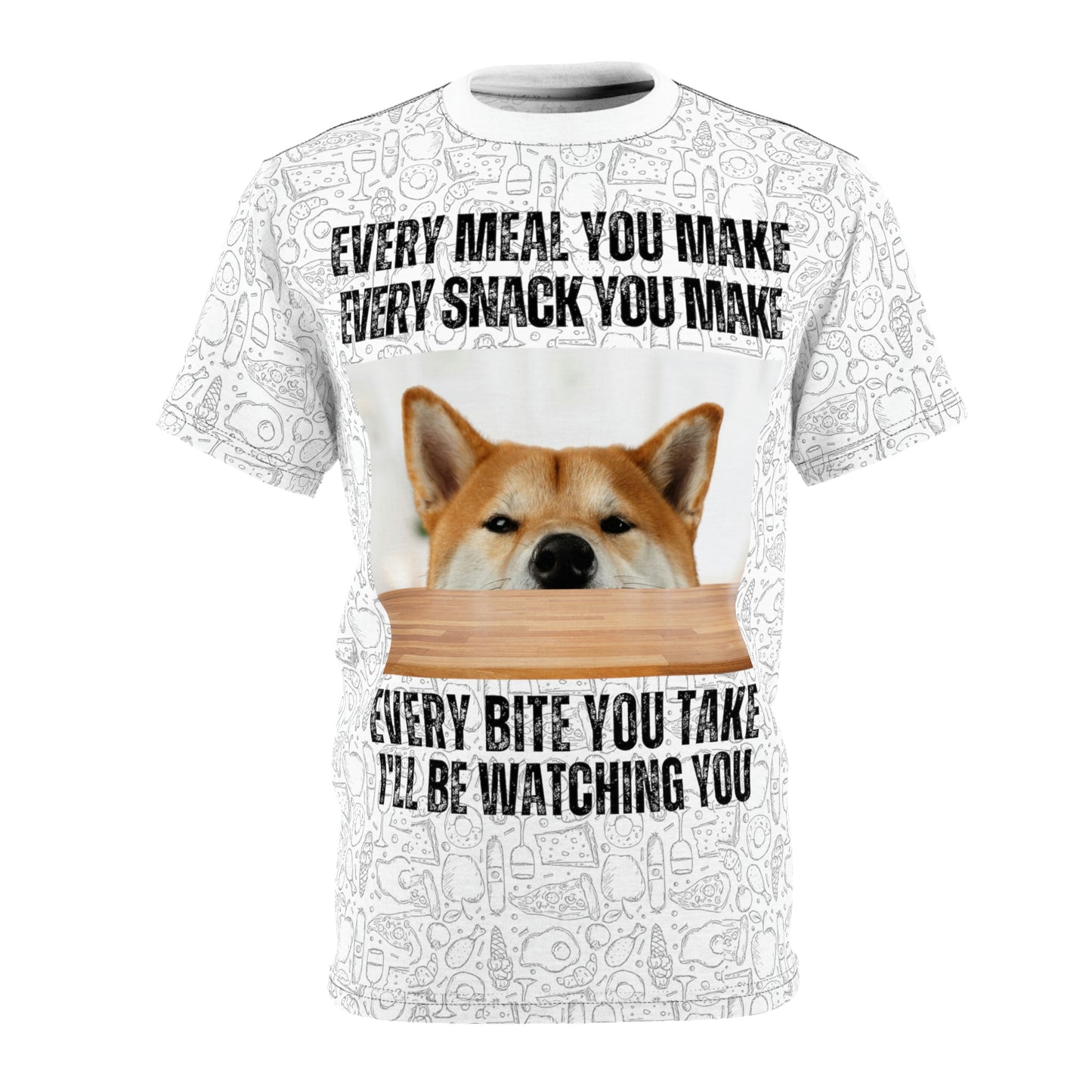 Shiba Inu | Watching You Eat | Unisex AOP Cut & Sew Tee