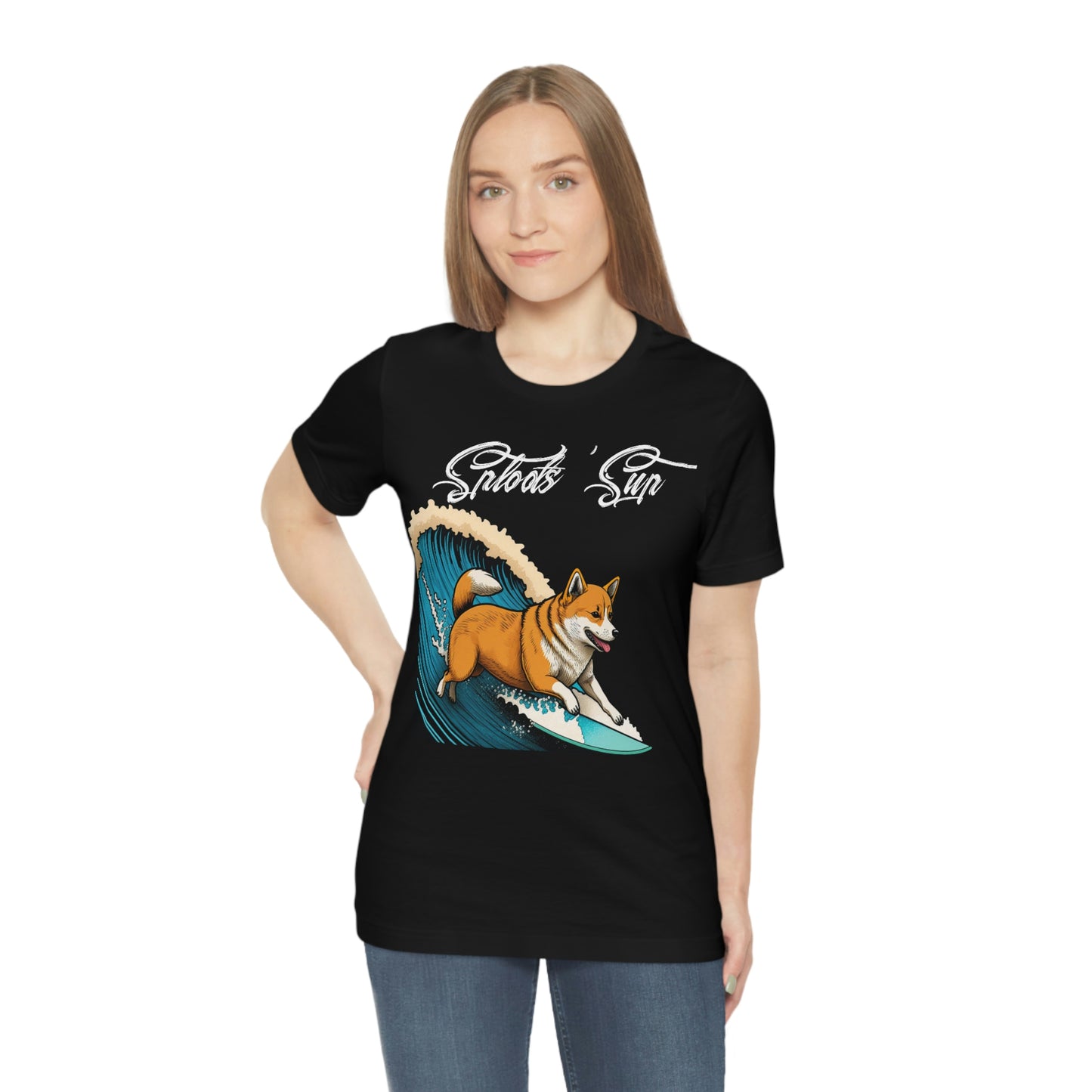 Sploots 'Sup Surfin' Shiba Inu | White Ink | Short Sleeve Tee