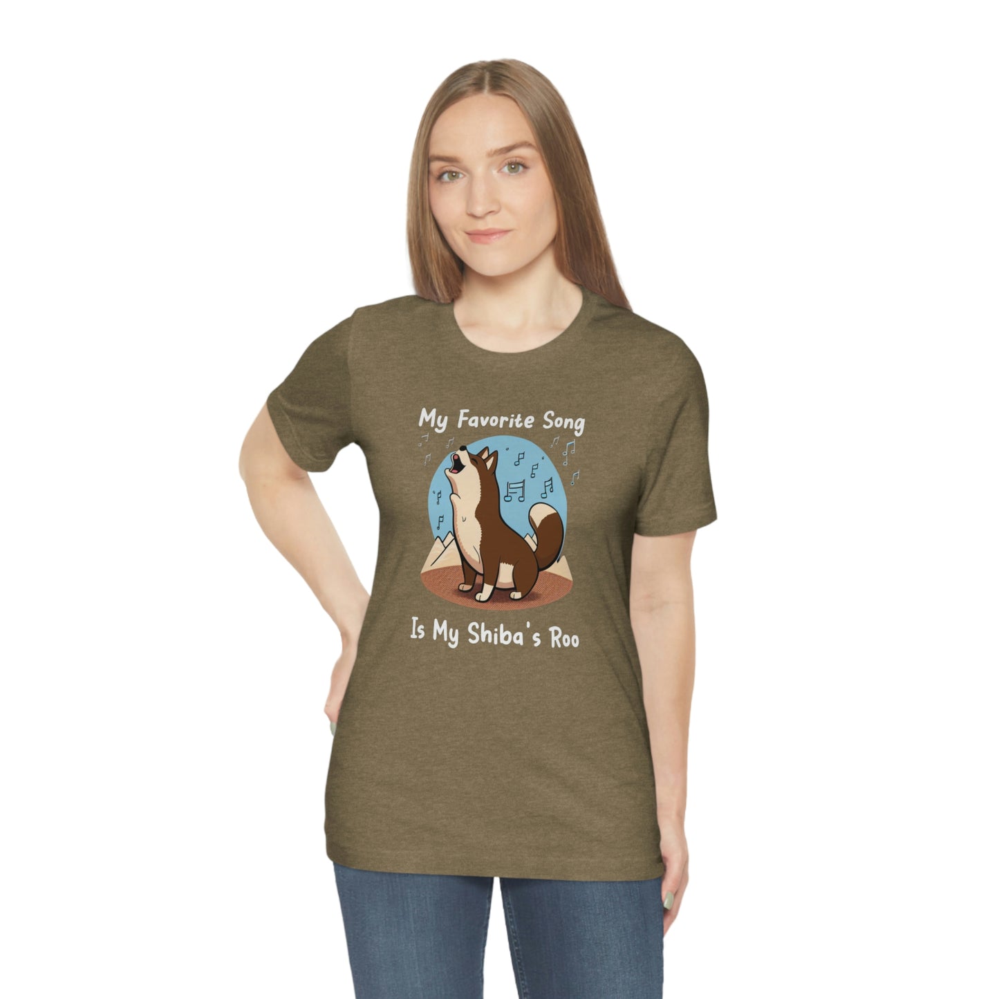 My Favorite Song - White Ink | Dk Brown Shiba Inu | Unisex Jersey Short Sleeve Tee