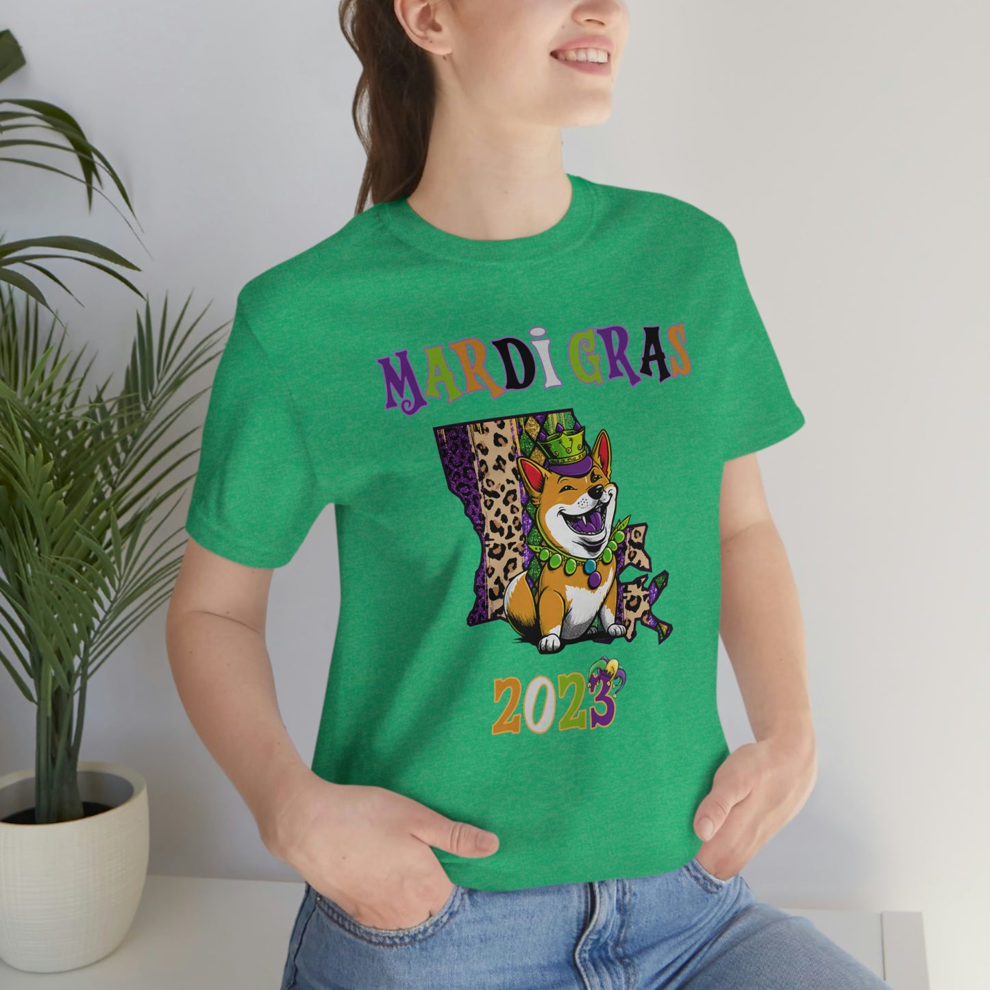 Mardi Gras 2023 Shiba Inu T-Shirt - Celebrate with your pup - Louisiana Theme - Soft Cotton - Dog Lover Gift