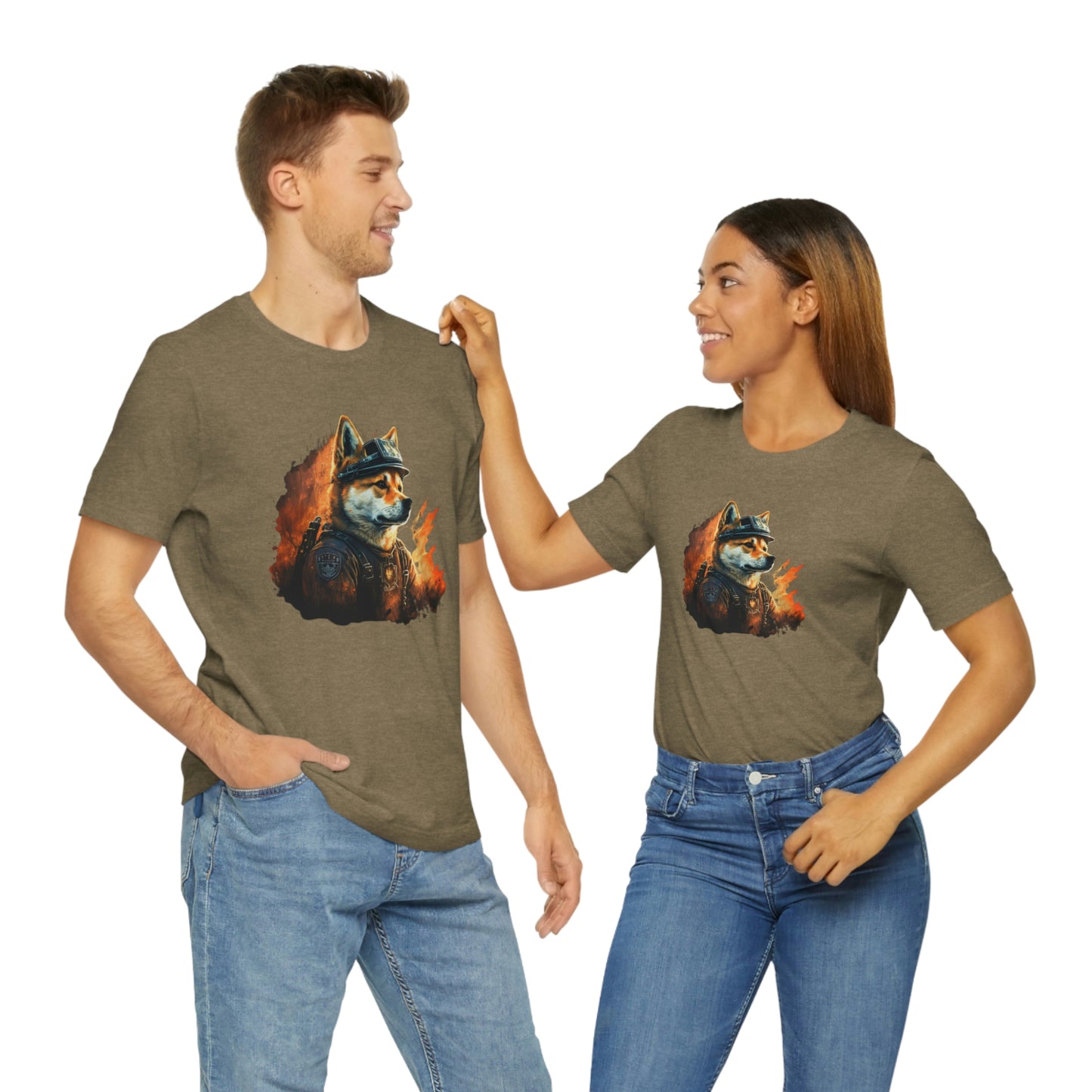 Brave Shiba Inu Firefighter T-Shirt - Flames Design | Shiba Inu Tee with High-Quality Print