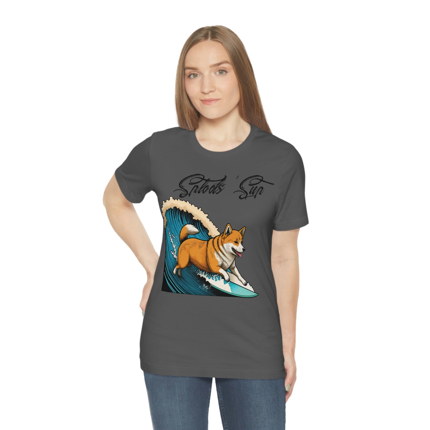 Sploots 'Sup Surfin' Shiba Inu | Black Ink | Short Sleeve Tee