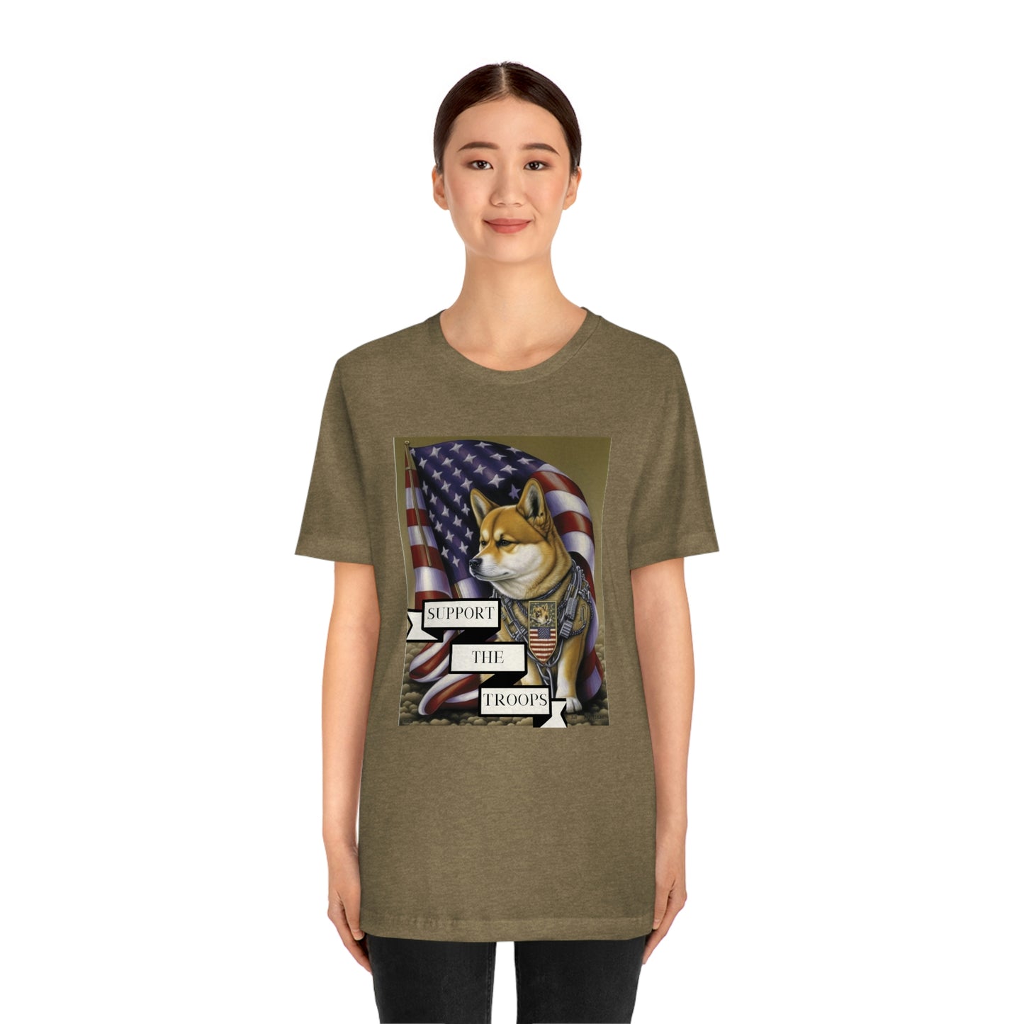 Patriotic Shiba Inu Soldier T-Shirt | American Flag and Support the Troops | Shiba Inu Tee with High-Quality Print