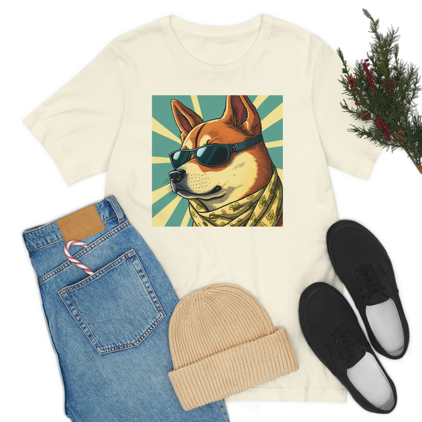 Trendy Shiba Inu T-Shirt | Cartoon Bandana and Sunglasses Design | Shiba Tee with High-Quality Print | Great Gift Idea