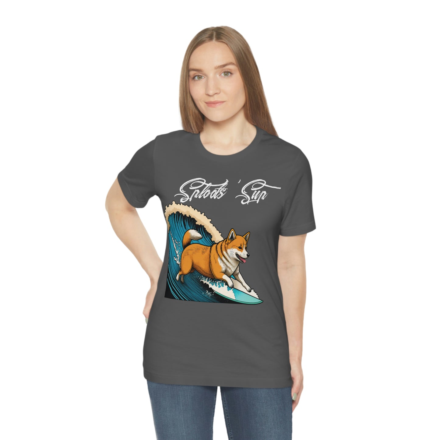 Sploots 'Sup Surfin' Shiba Inu | White Ink | Short Sleeve Tee