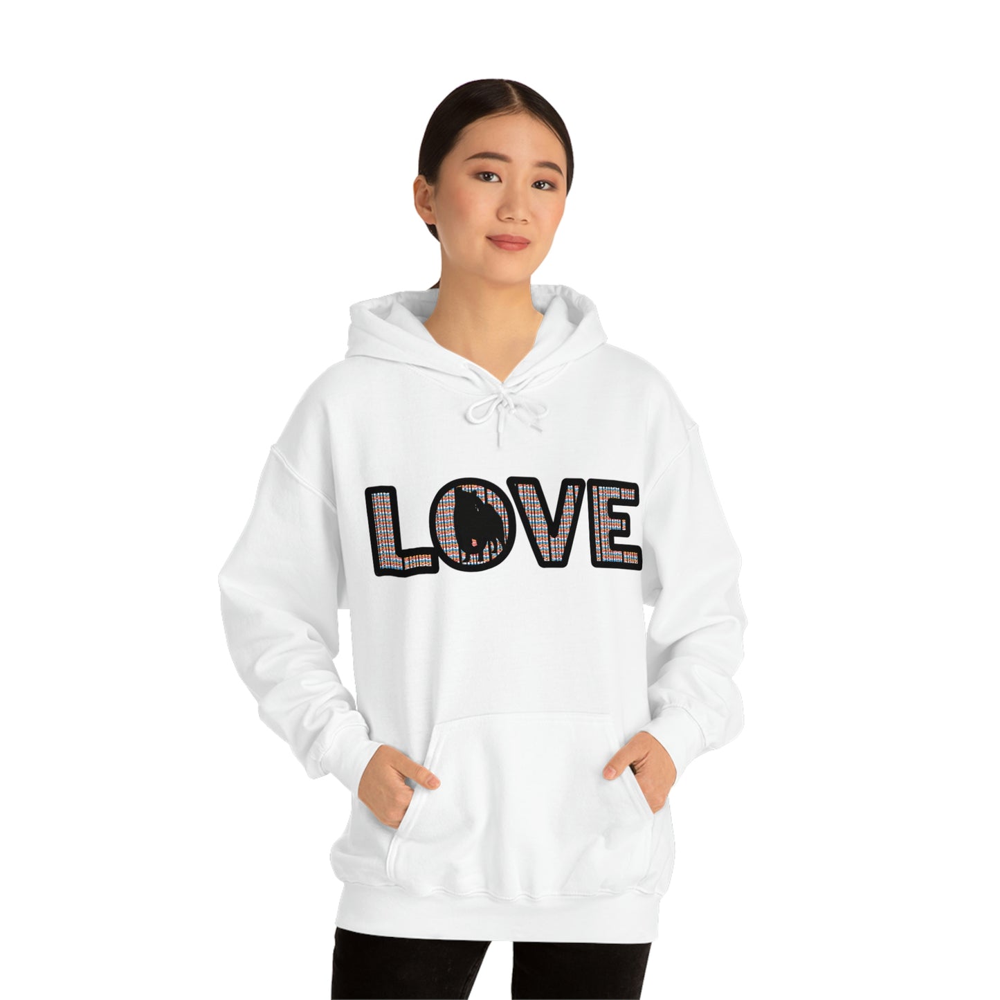 LOVE and Shiba Inu Hoodie Sweatshirt - Unisex, Soft & Warm Blend with Kangaroo Pocket - Shiba Inu Gift for anyone that loves their Shiba