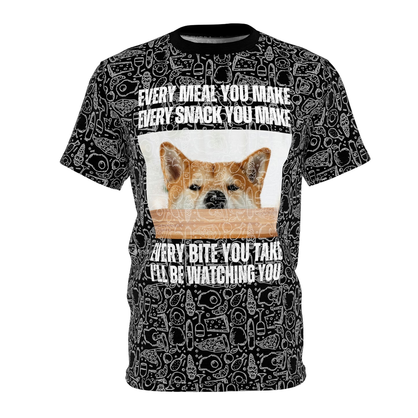 Shiba Inu | Watching You Eat | Unisex AOP Cut & Sew Tee