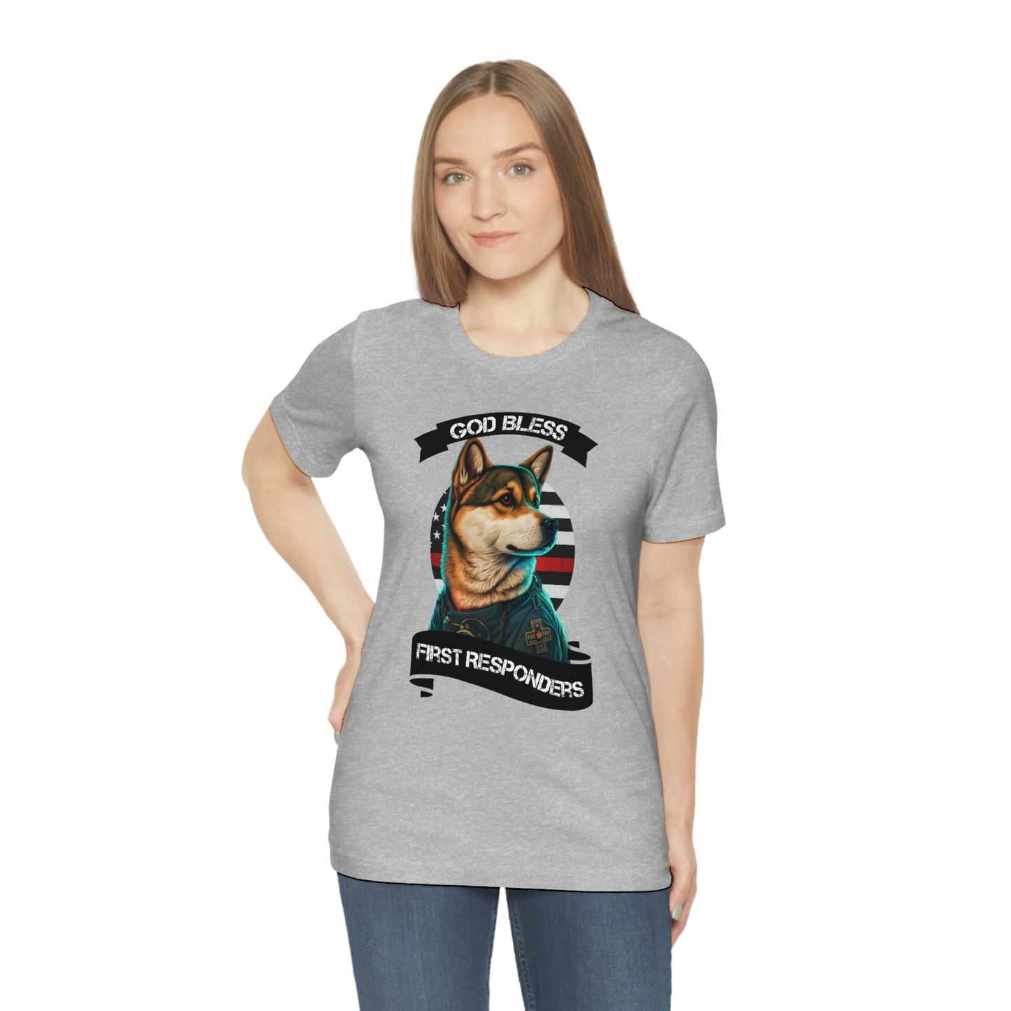 EMT Shiba Inu T-Shirt | Support First Responders | God Bless Banner | Shiba Inu Tee with High-Quality Print