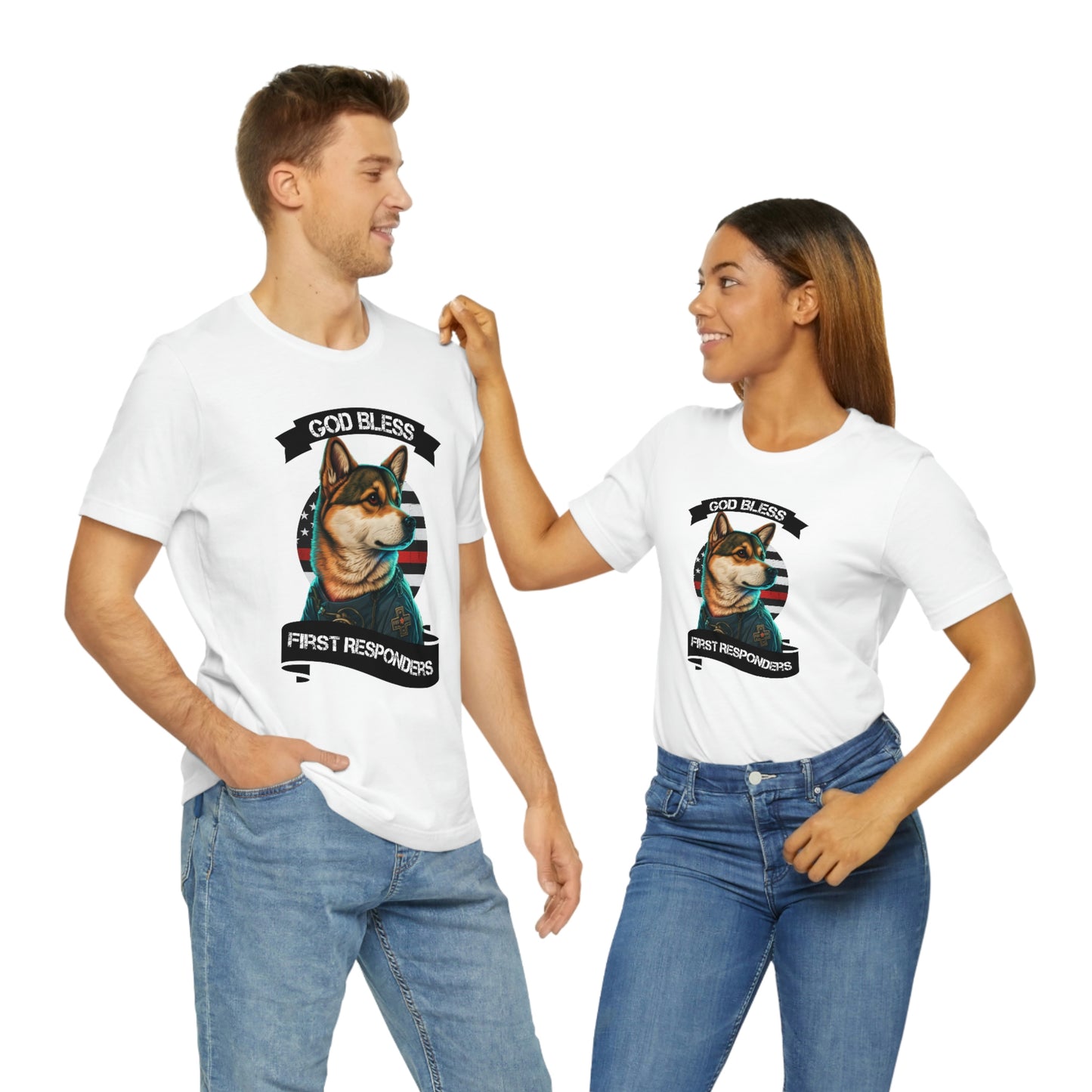 EMT Shiba Inu T-Shirt | Support First Responders | God Bless Banner | Shiba Inu Tee with High-Quality Print