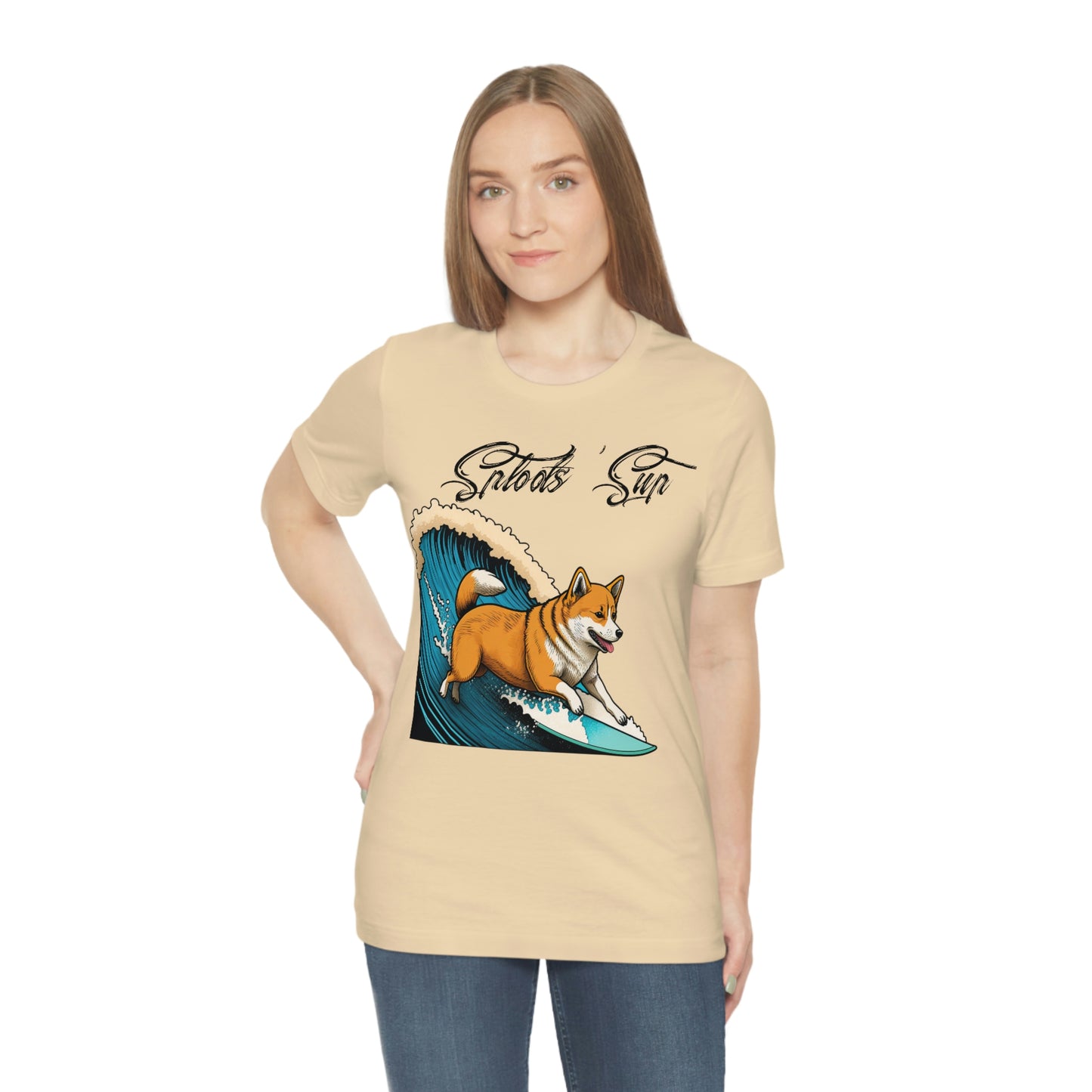 Sploots 'Sup Surfin' Shiba Inu | Black Ink | Short Sleeve Tee