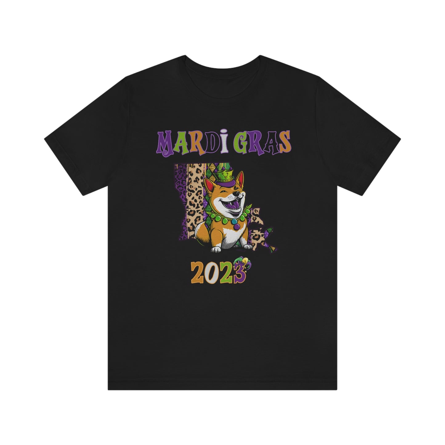 Mardi Gras 2023 Shiba Inu T-Shirt - Celebrate with your pup - Louisiana Theme - Soft Cotton - Dog Lover Gift