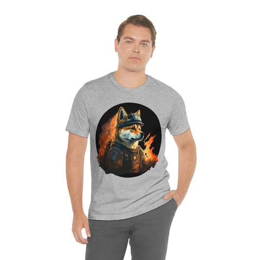 Shiba Inu Firefighter T-Shirt | Support Our Brave First Responders | Soft Cotton Tee with High-Quality Print