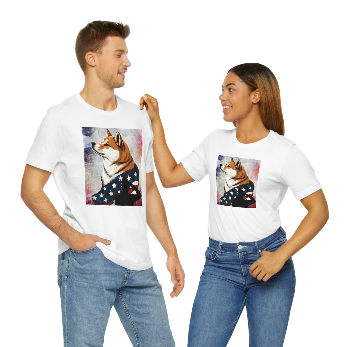 Patriotic Shiba Inu T-Shirt Support Our Troops | American Flag and Soldier Silhouette | Shiba Inu Tee with High-Quality Print