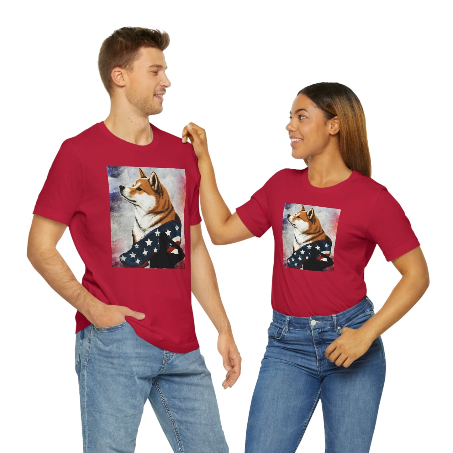 Patriotic Shiba Inu T-Shirt Support Our Troops | American Flag and Soldier Silhouette | Shiba Inu Tee with High-Quality Print