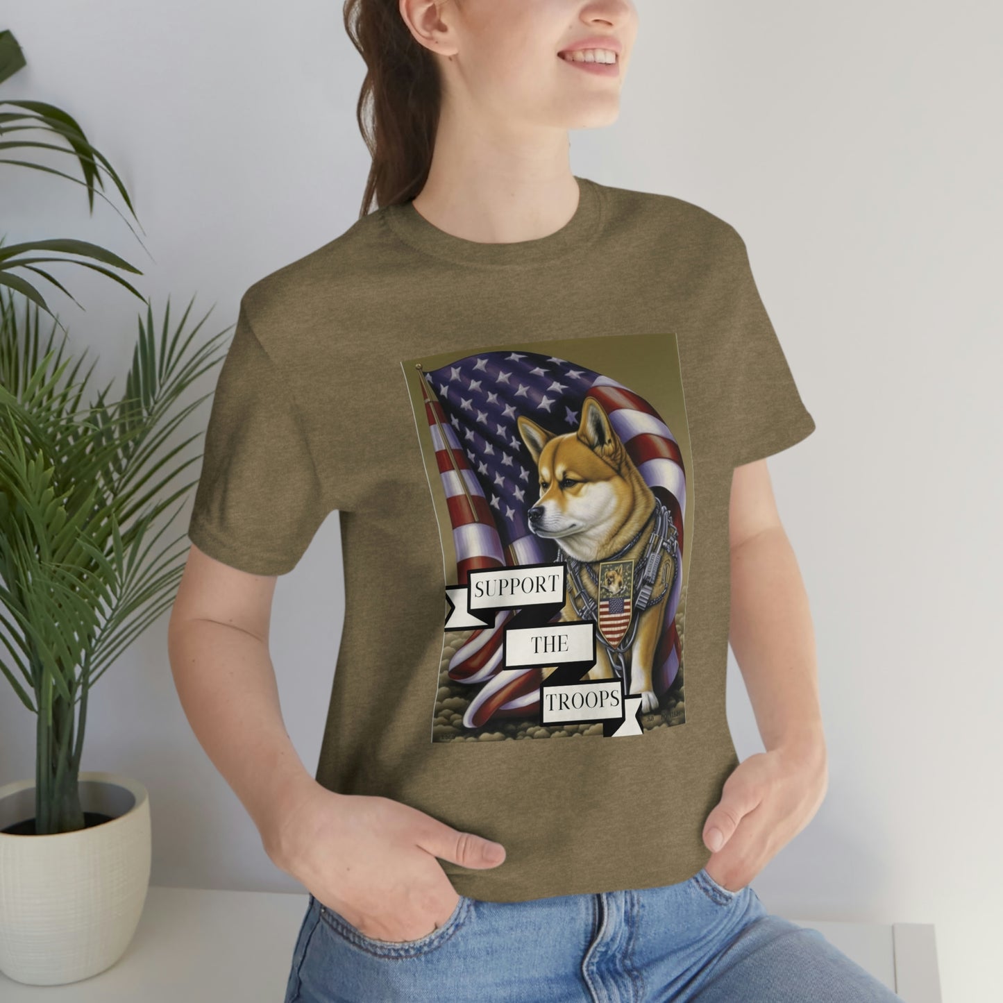 Patriotic Shiba Inu Soldier T-Shirt | American Flag and Support the Troops | Shiba Inu Tee with High-Quality Print