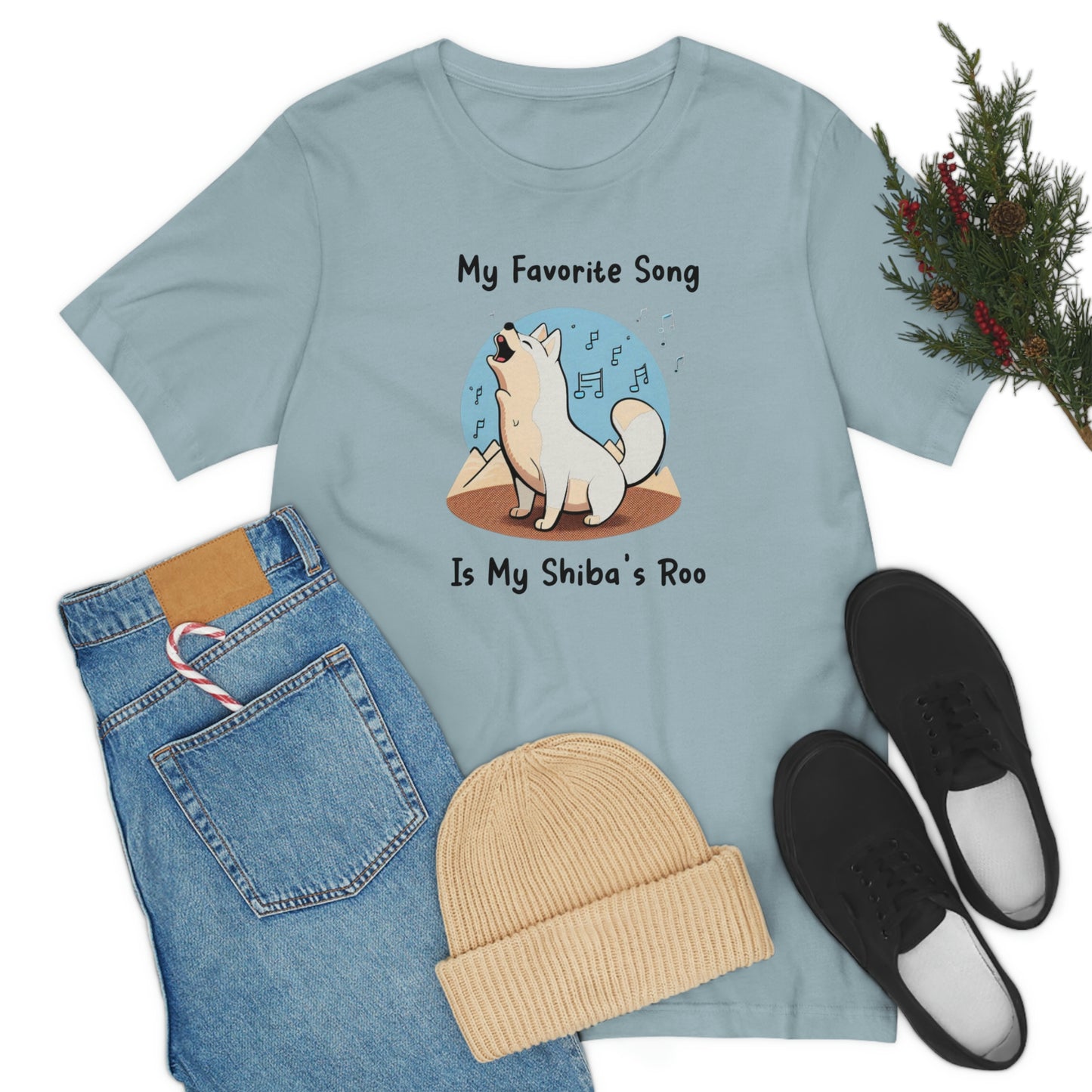 My Favorite Song - Black Ink | Cream Shiba Inu | Unisex Jersey Short Sleeve Tee