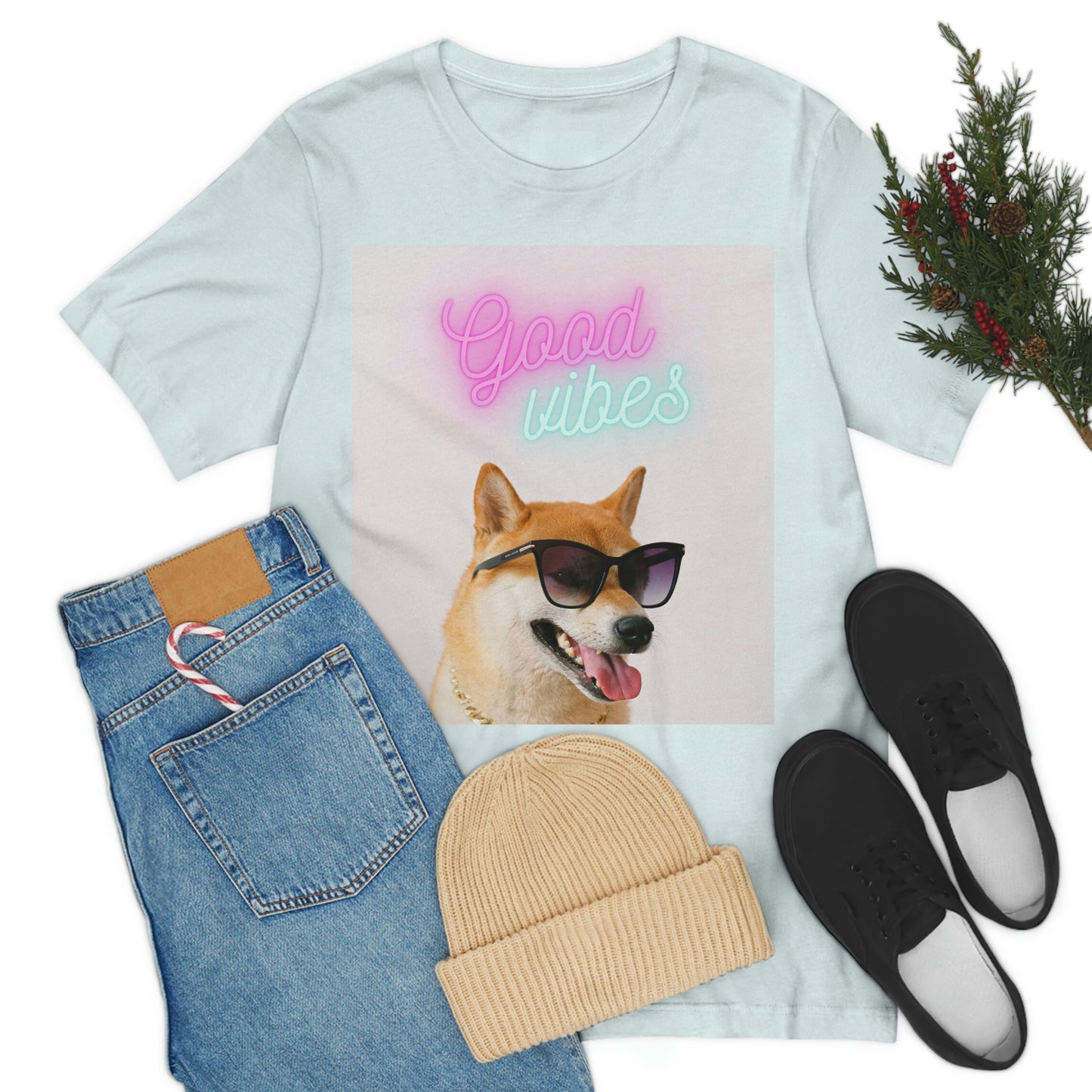 Good Vibes | Shiba Inu | Unisex Jersey Short Sleeve Tee