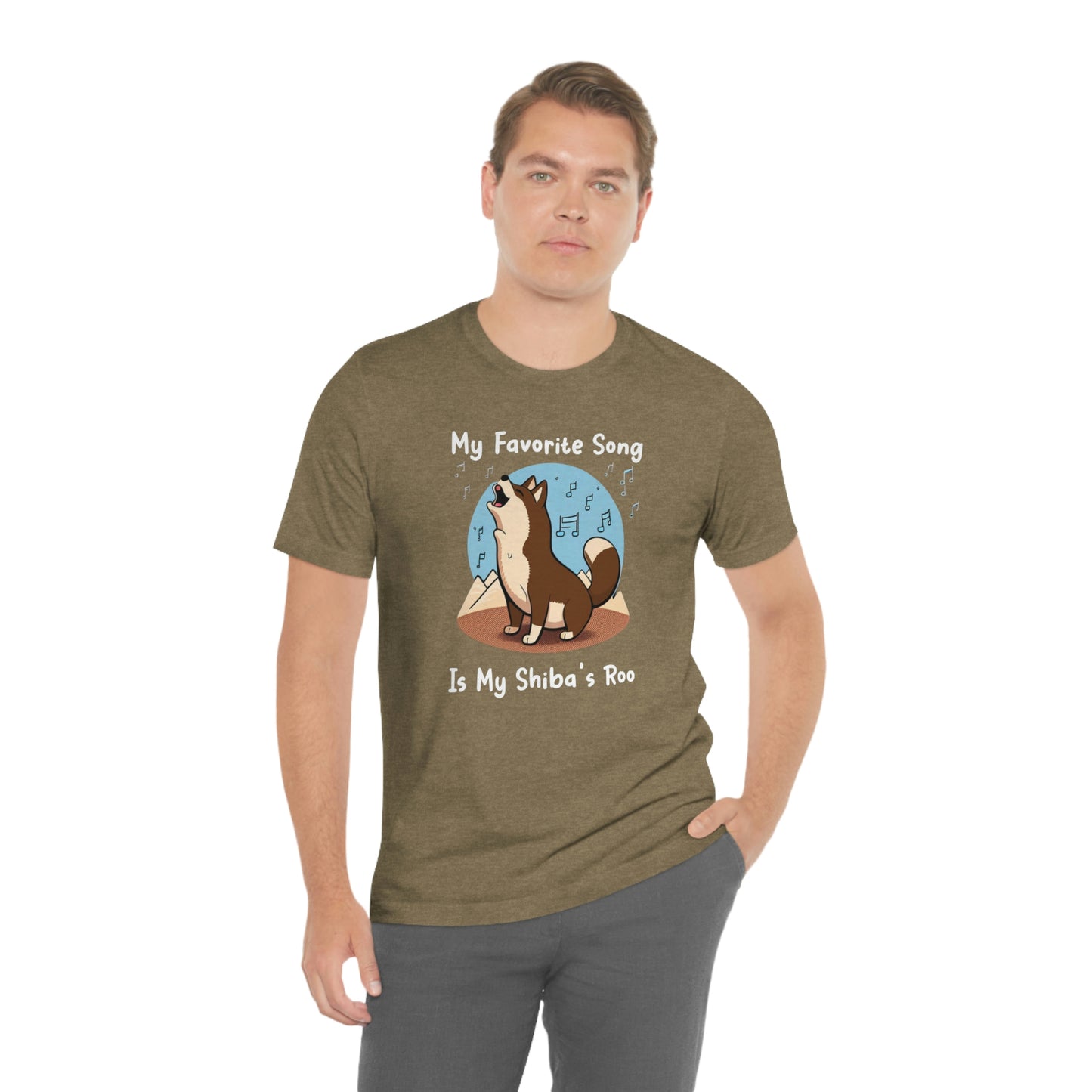 My Favorite Song - White Ink | Dk Brown Shiba Inu | Unisex Jersey Short Sleeve Tee