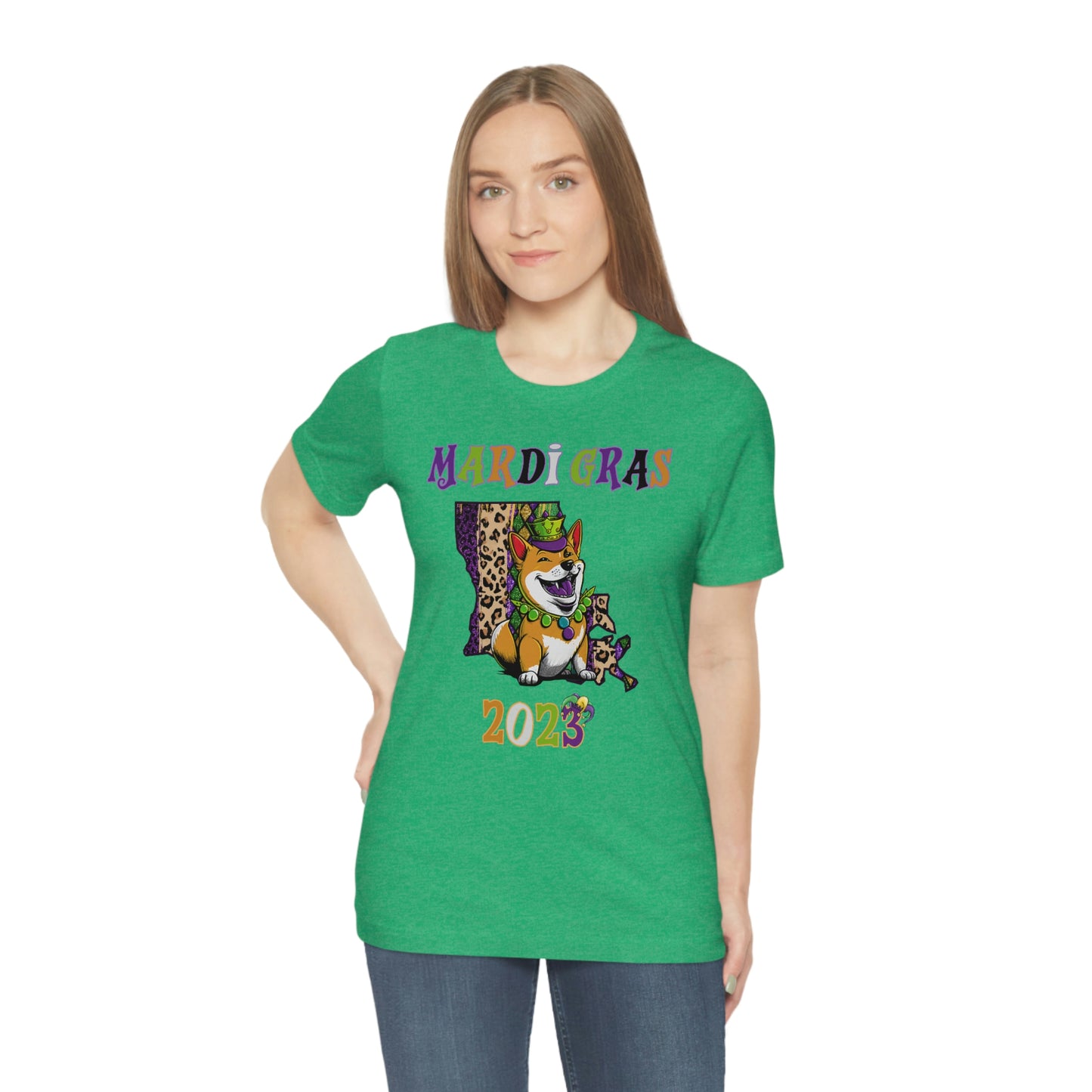 Mardi Gras 2023 Shiba Inu T-Shirt - Celebrate with your pup - Louisiana Theme - Soft Cotton - Dog Lover Gift