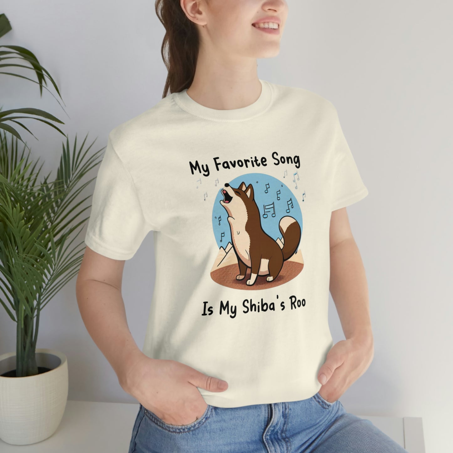 My Favorite Song - Black Ink | Dk Brown Shiba Inu | Unisex Jersey Short Sleeve Tee