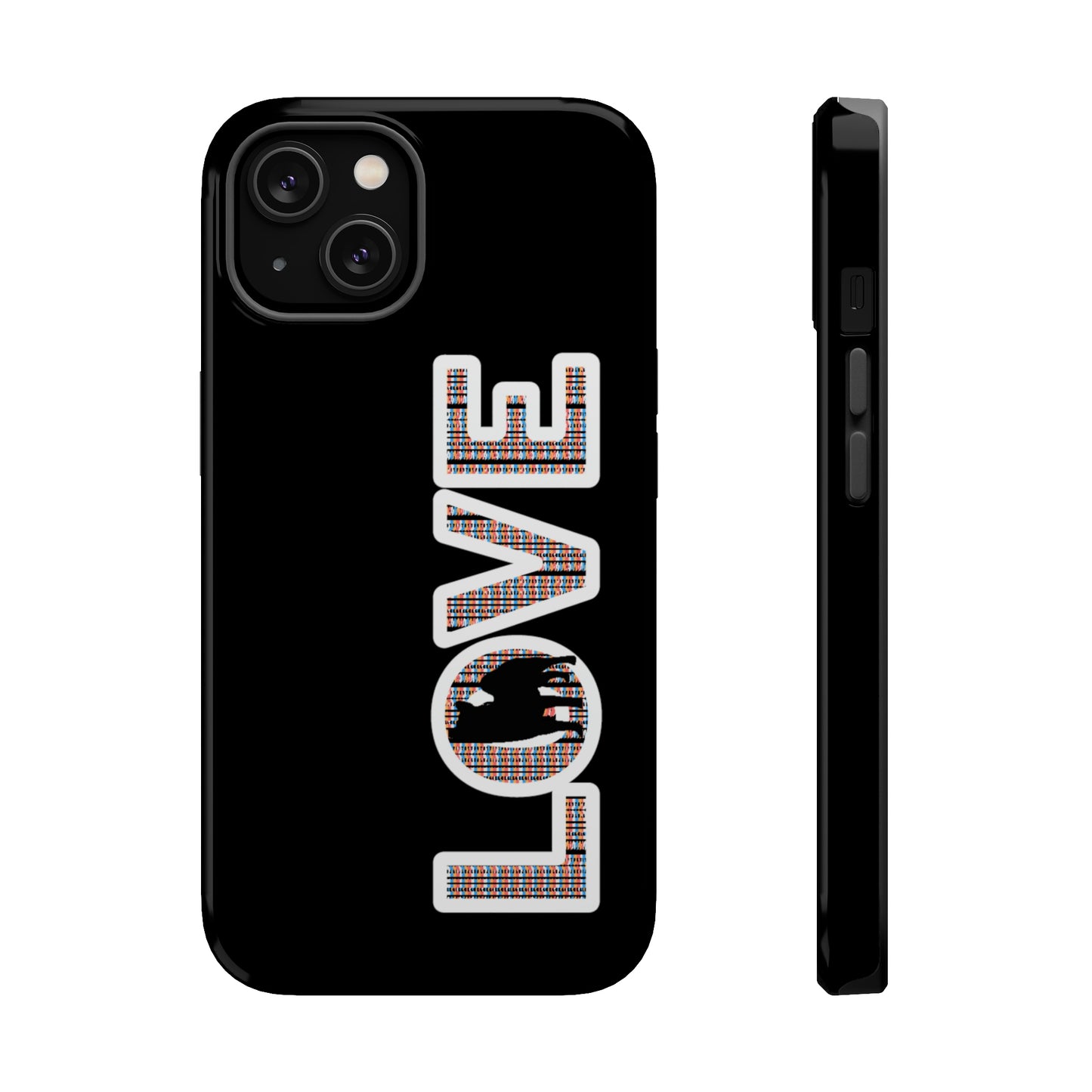 Shiba Inu Phone Case - "LOVE" design - Stylish iPhone, Shiba Love Design MagSafe Phone Case - Dual Layer Protection for iPhone Tough Cases