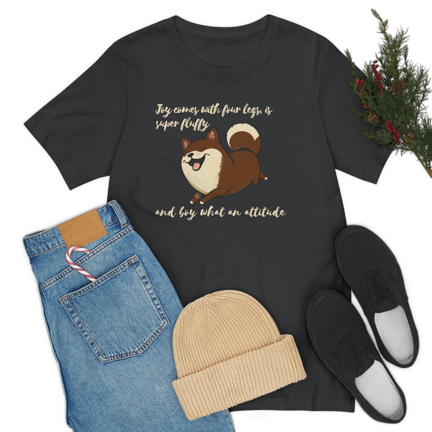 Boy What an Attitude | Dk Brown Shiba Inu | Unisex Jersey Short Sleeve Tee