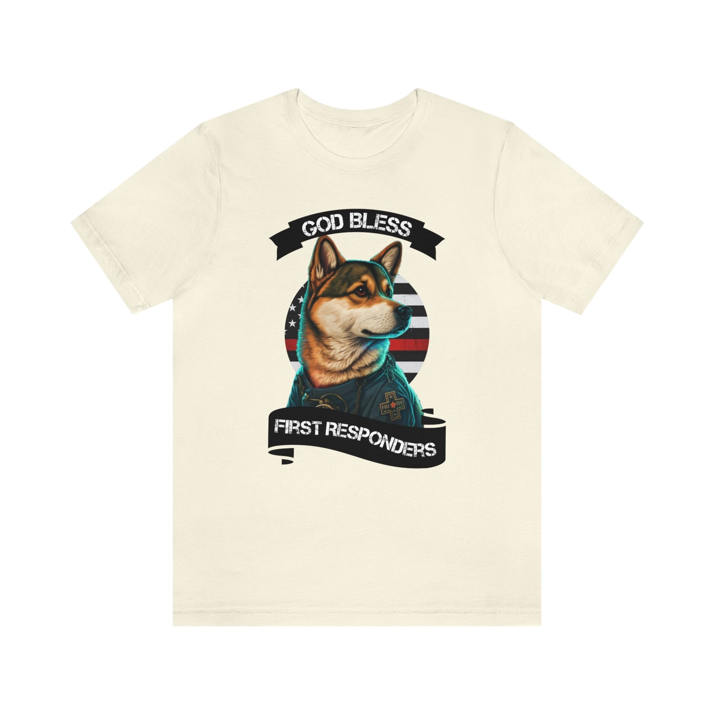 EMT Shiba Inu T-Shirt | Support First Responders | God Bless Banner | Shiba Inu Tee with High-Quality Print