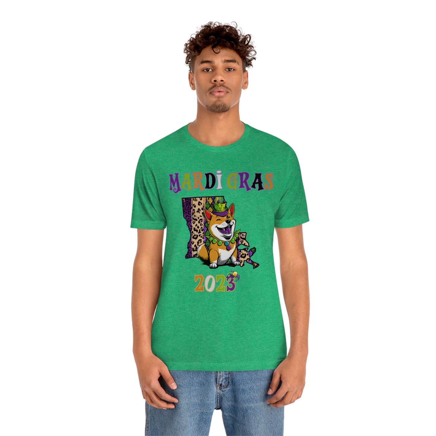 Mardi Gras 2023 Shiba Inu T-Shirt - Celebrate with your pup - Louisiana Theme - Soft Cotton - Dog Lover Gift