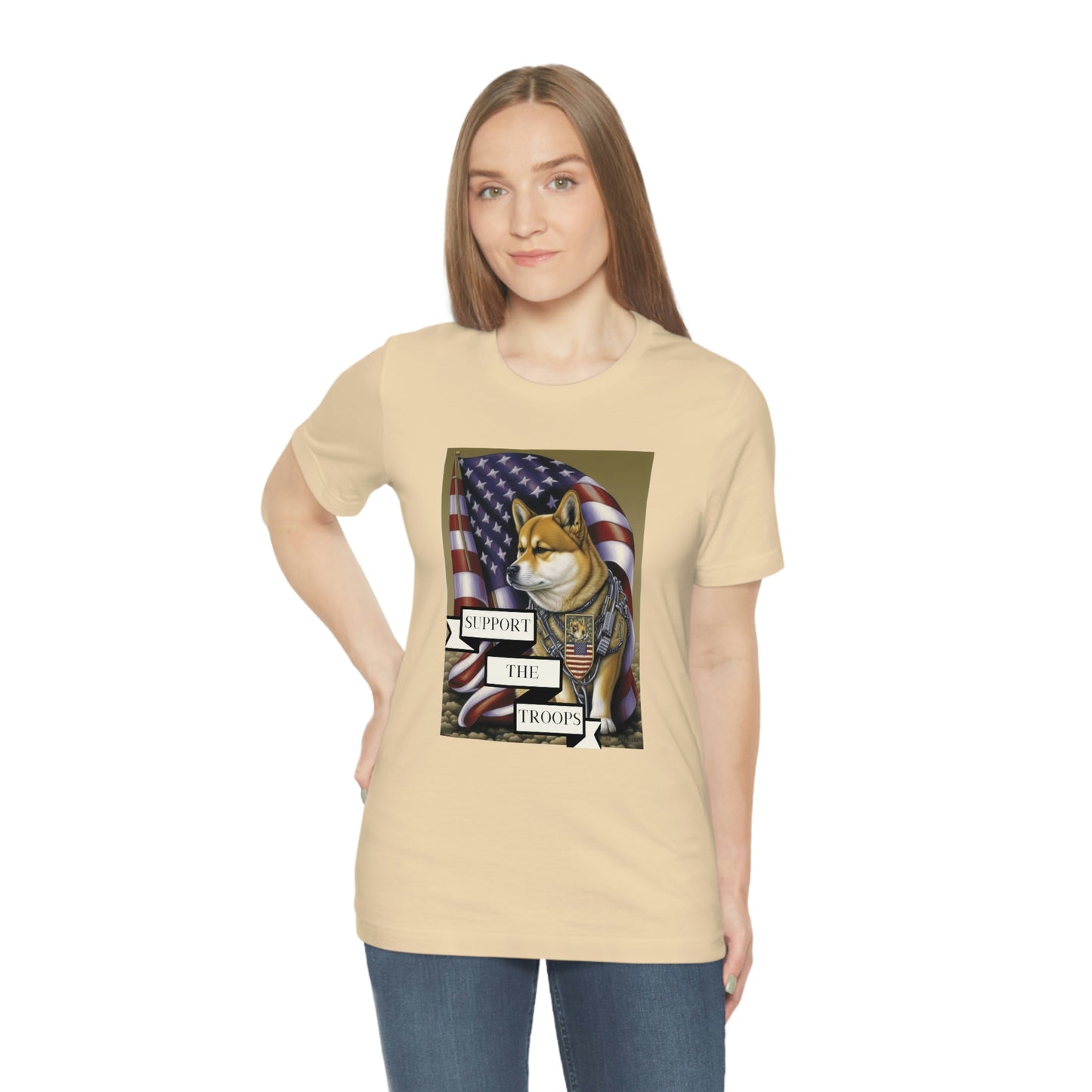 Patriotic Shiba Inu Soldier T-Shirt | American Flag and Support the Troops | Shiba Inu Tee with High-Quality Print