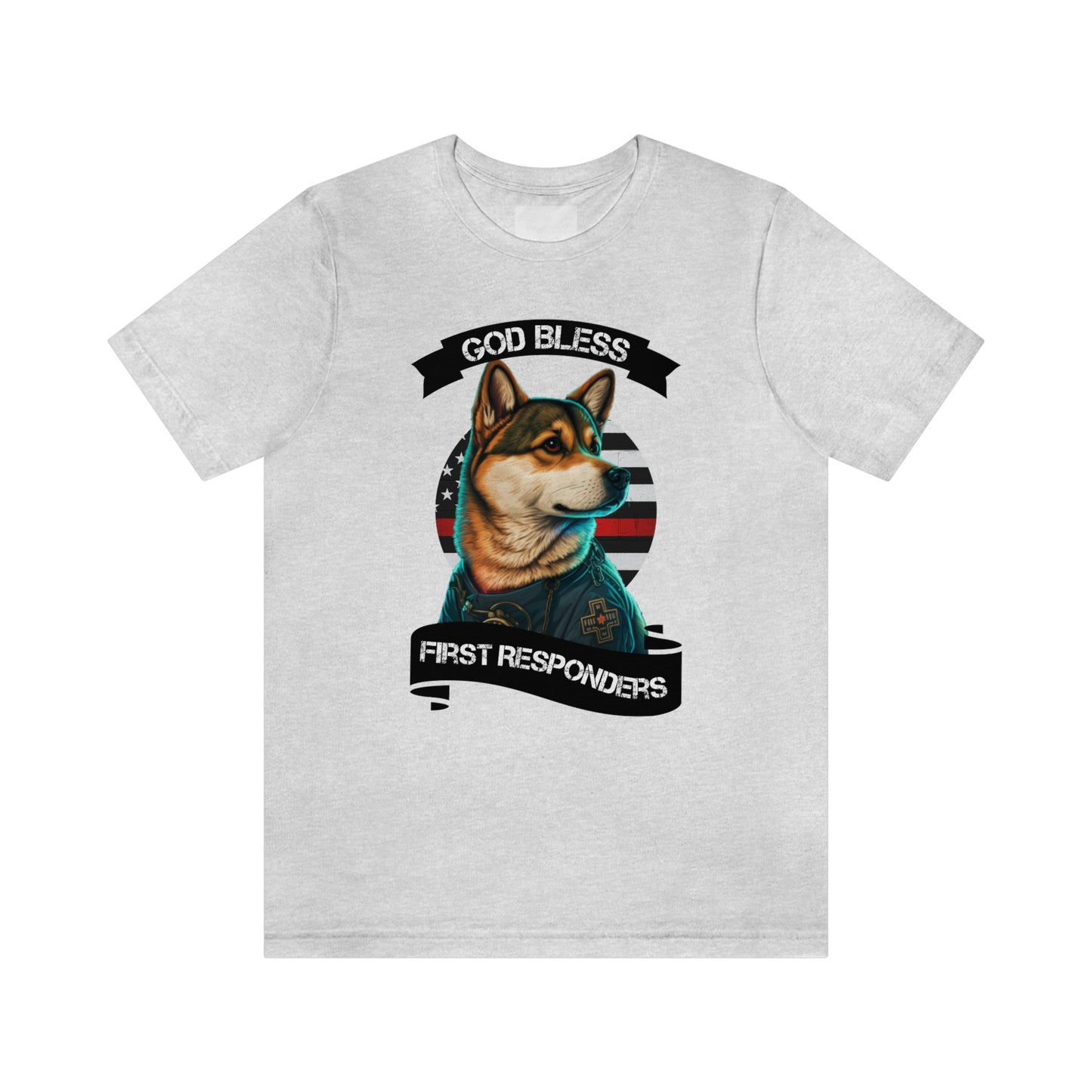 EMT Shiba Inu T-Shirt | Support First Responders | God Bless Banner | Shiba Inu Tee with High-Quality Print