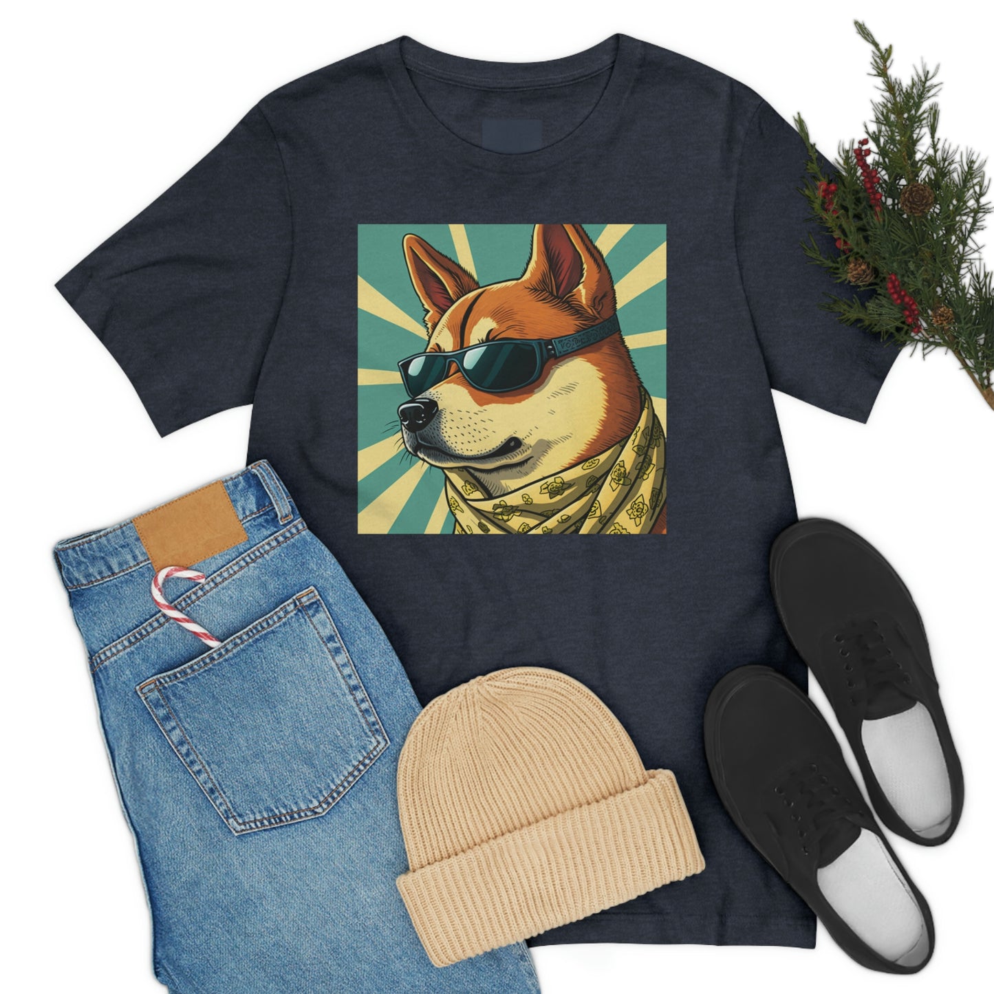 Trendy Shiba Inu T-Shirt | Cartoon Bandana and Sunglasses Design | Shiba Tee with High-Quality Print | Great Gift Idea