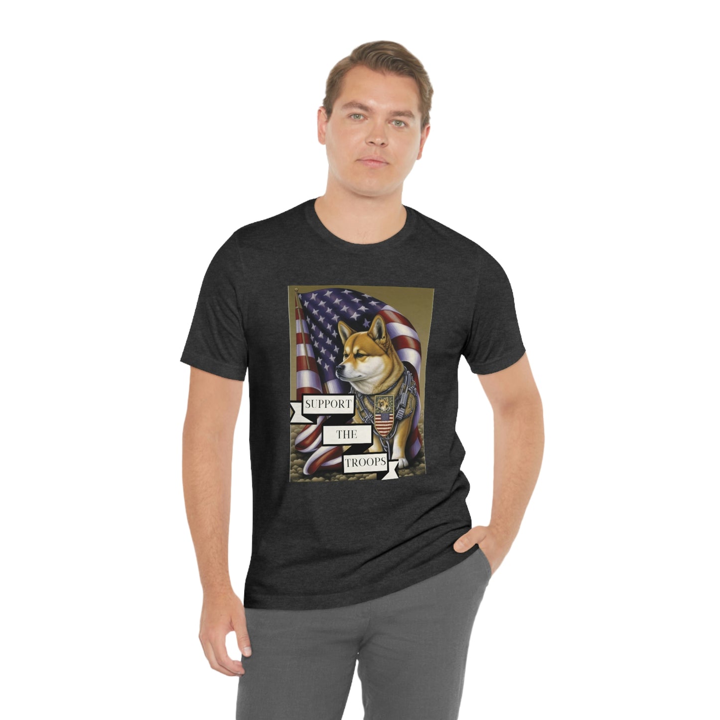 Patriotic Shiba Inu Soldier T-Shirt | American Flag and Support the Troops | Shiba Inu Tee with High-Quality Print