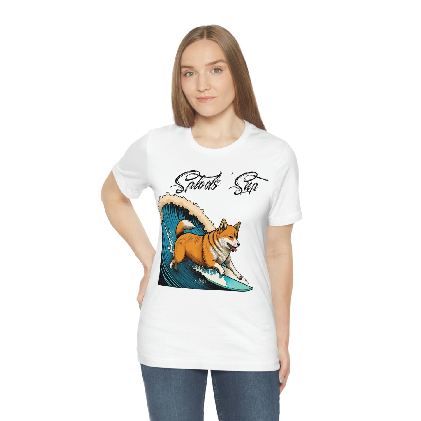 Sploots 'Sup Surfin' Shiba Inu | Black Ink | Short Sleeve Tee