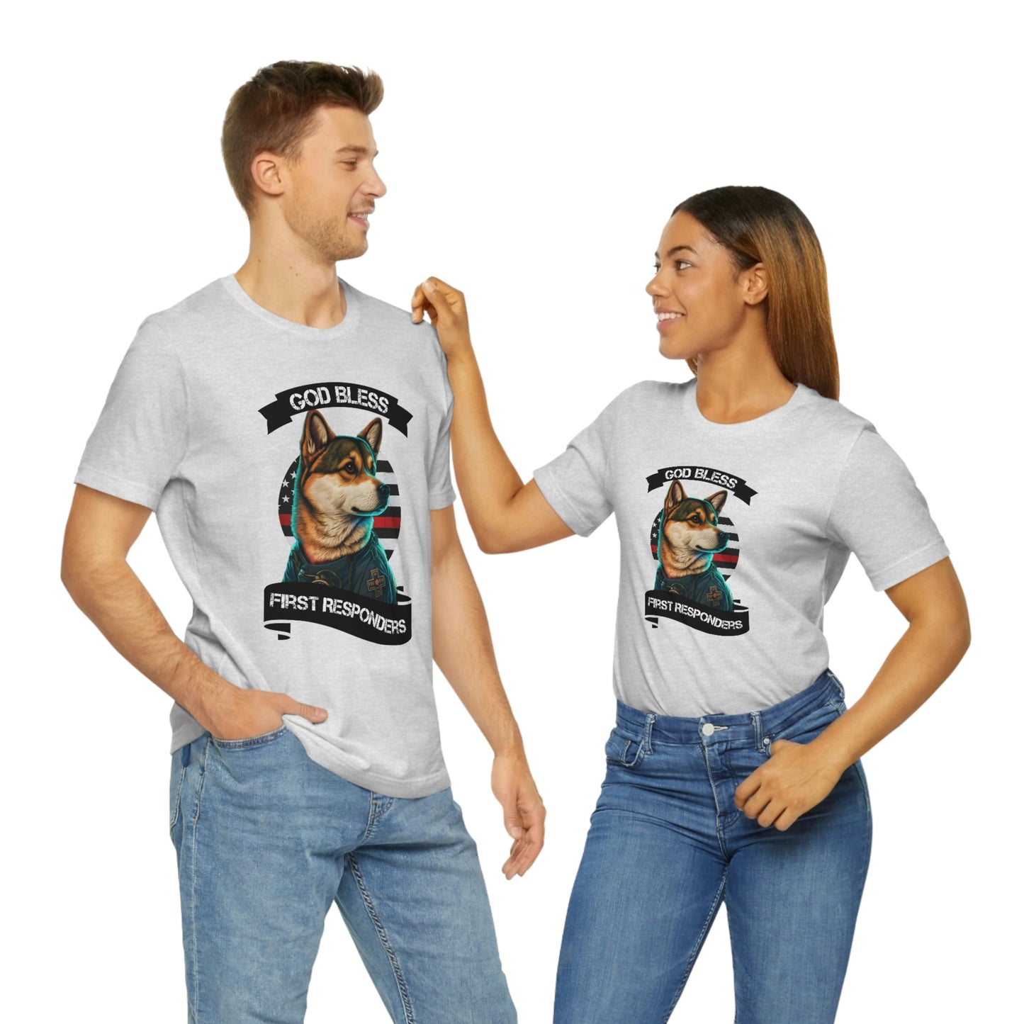 EMT Shiba Inu T-Shirt | Support First Responders | God Bless Banner | Shiba Inu Tee with High-Quality Print