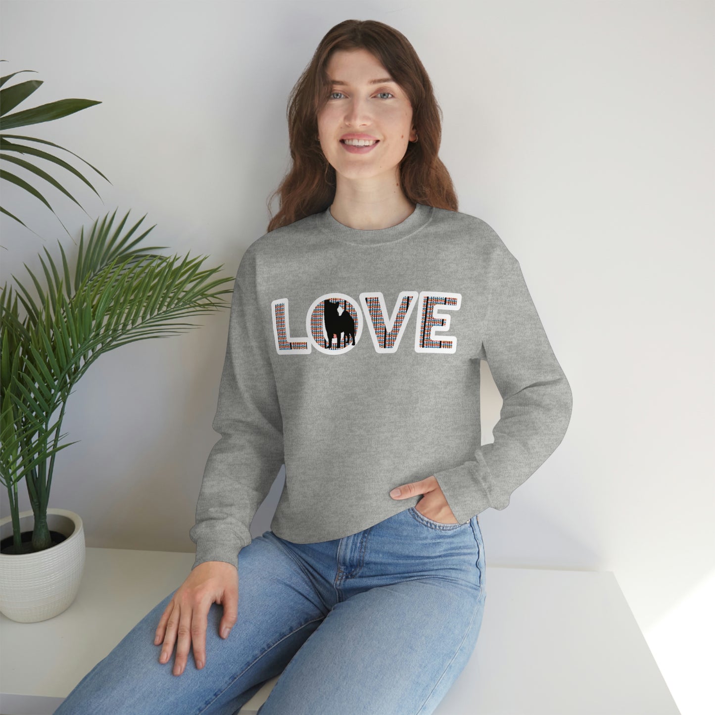 Shiba Inu Sweatshirt - 'LOVE' Shiba's Design - Crewneck Sweatshirt - Soft, Warm, and Stylish Great Warm Shiba Inu Gift for a Shiba Inu Lover