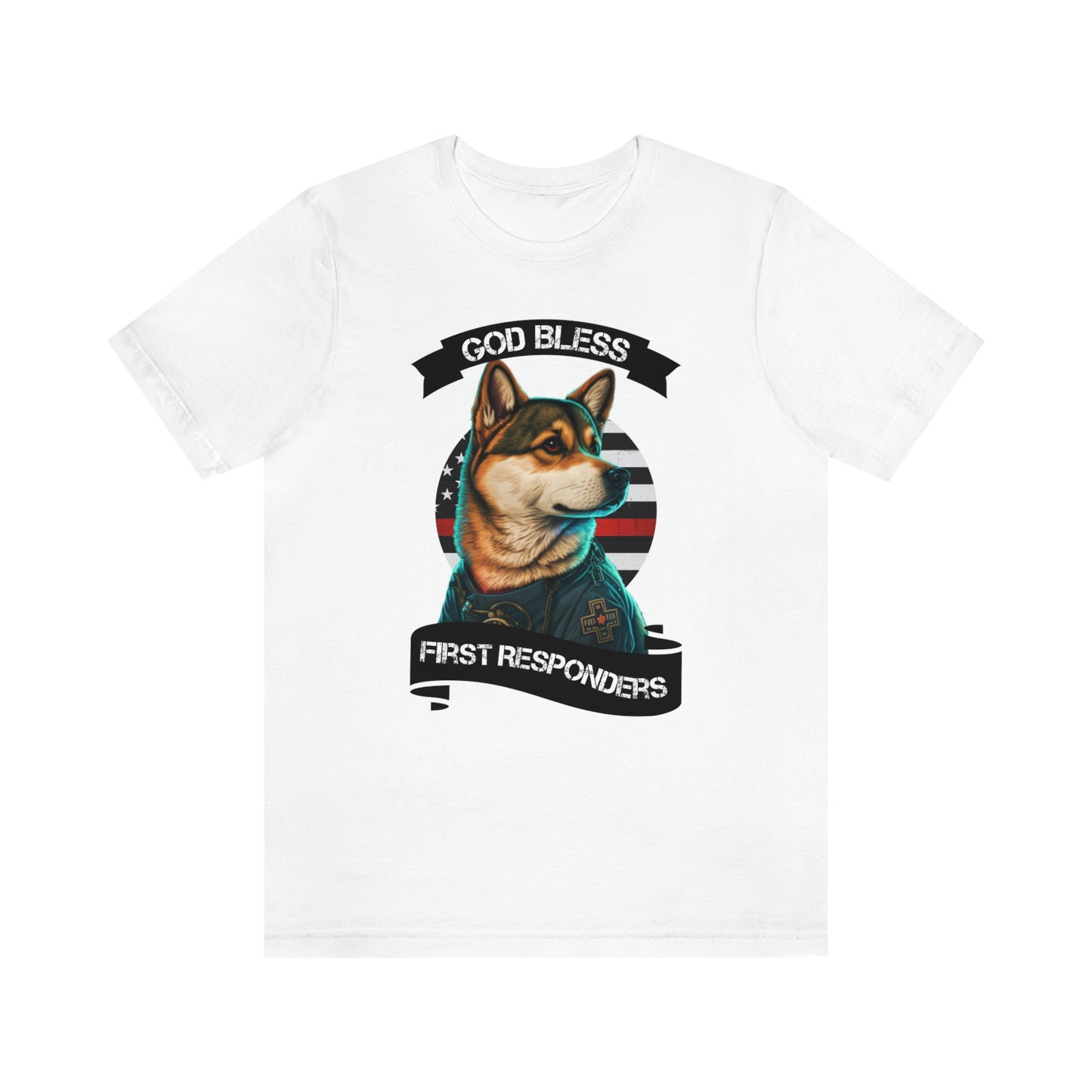 EMT Shiba Inu T-Shirt | Support First Responders | God Bless Banner | Shiba Inu Tee with High-Quality Print