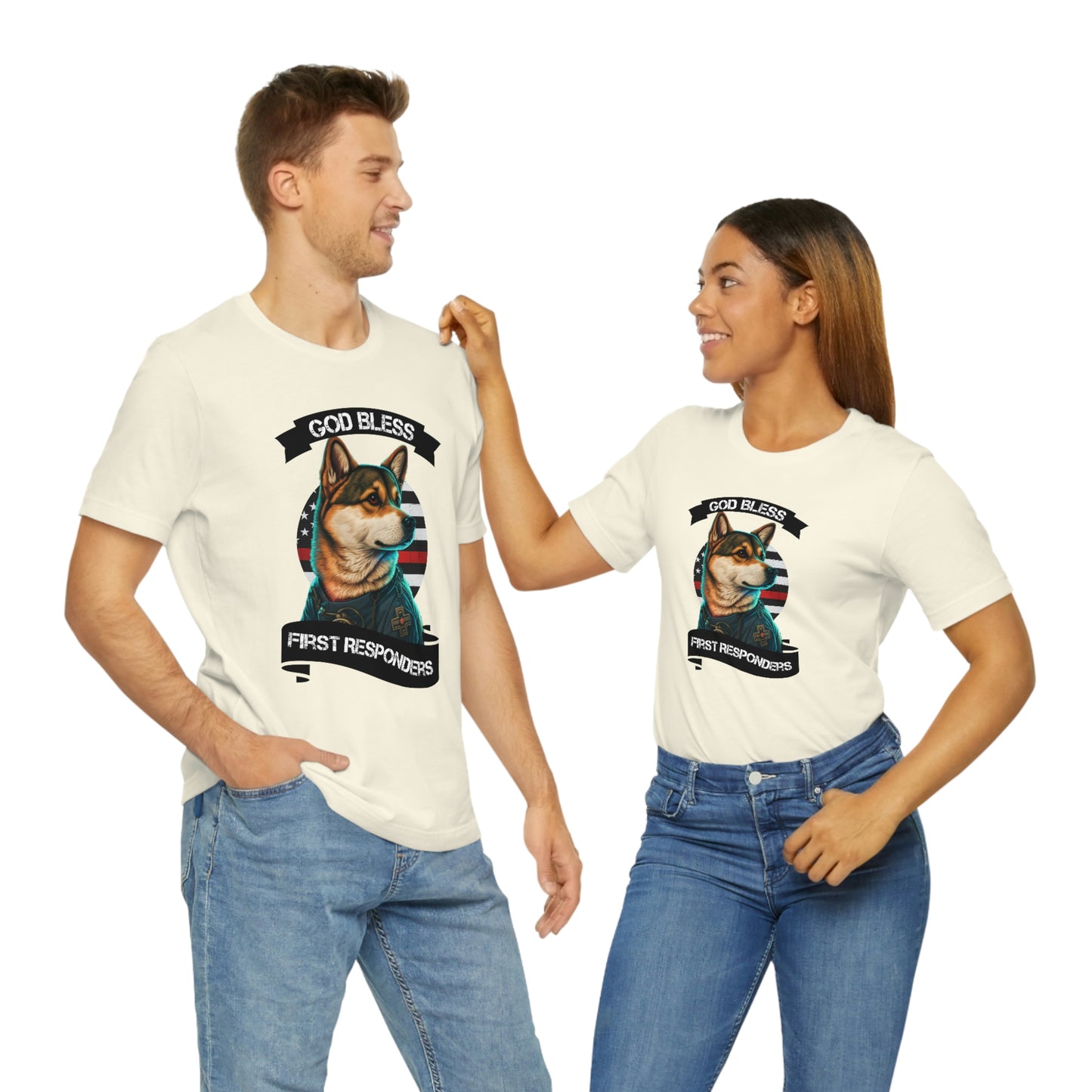 EMT Shiba Inu T-Shirt | Support First Responders | God Bless Banner | Shiba Inu Tee with High-Quality Print