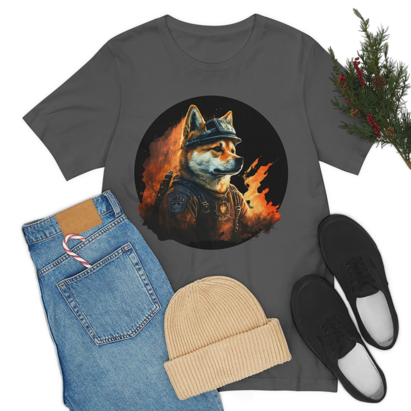 Shiba Inu Firefighter T-Shirt | Support Our Brave First Responders | Soft Cotton Tee with High-Quality Print