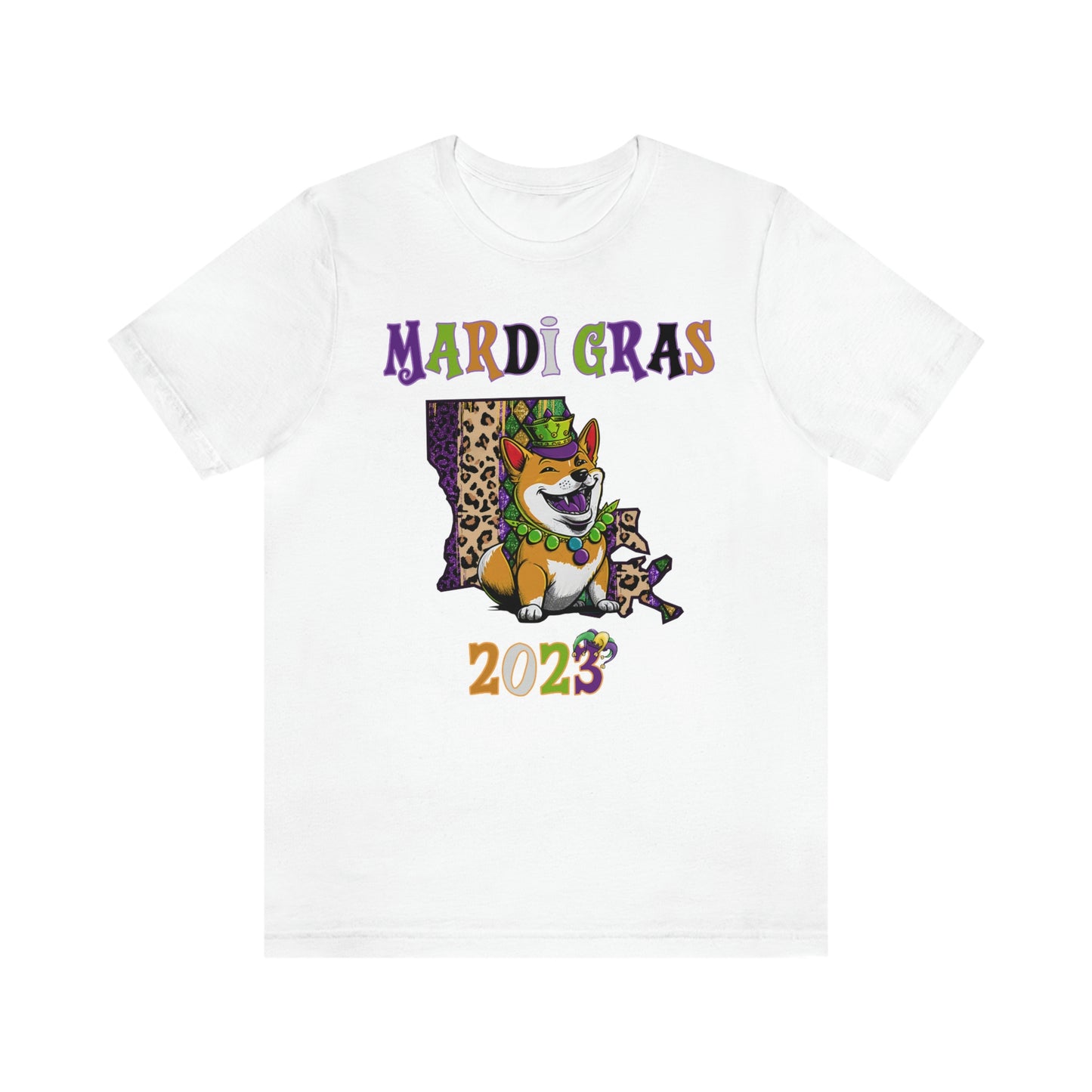 Mardi Gras 2023 Shiba Inu T-Shirt - Celebrate with your pup - Louisiana Theme - Soft Cotton - Dog Lover Gift