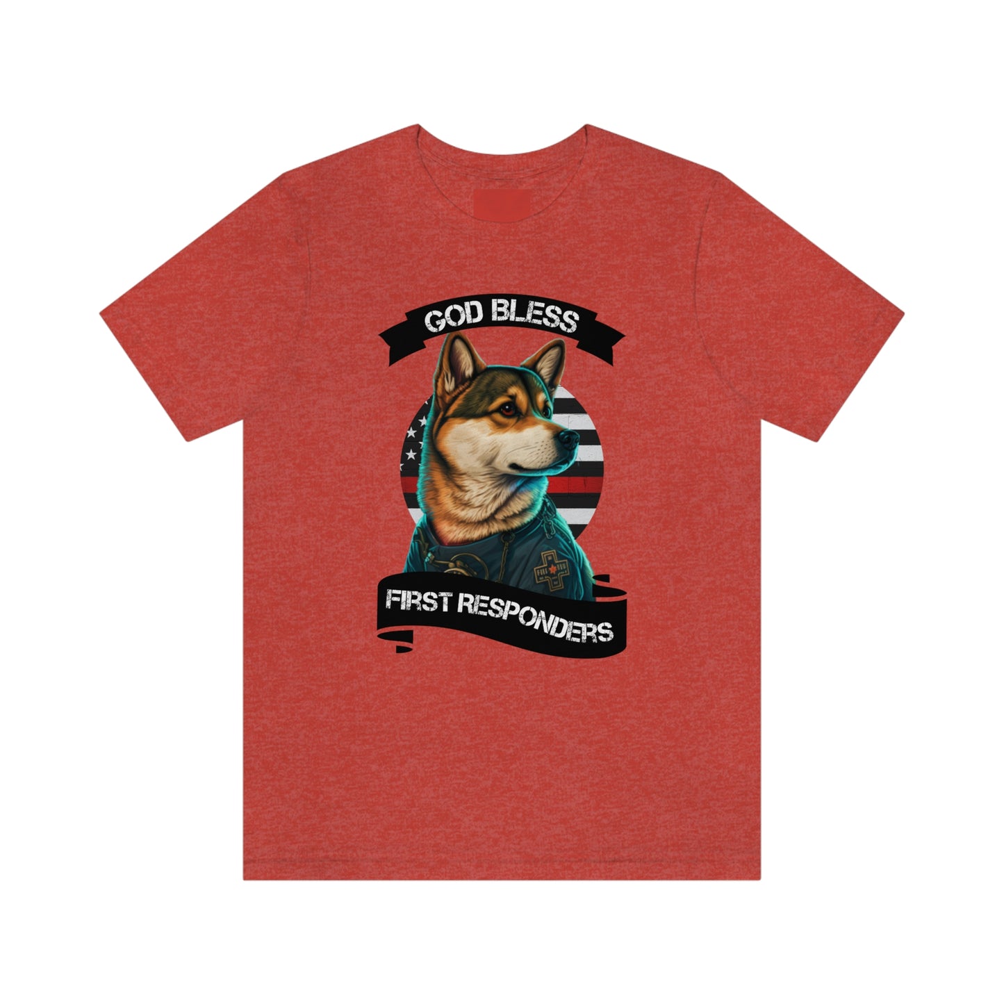 EMT Shiba Inu T-Shirt | Support First Responders | God Bless Banner | Shiba Inu Tee with High-Quality Print