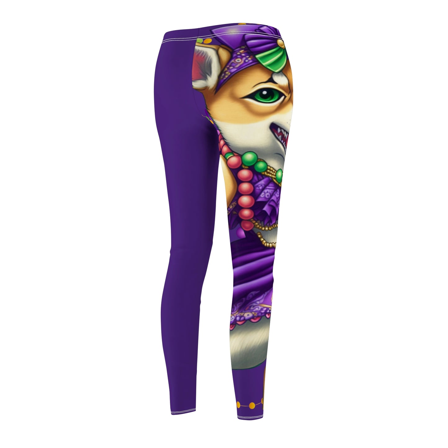 Mardi Gras Shiba Inu Leggings - Unique Design, Vibrant Colors, Soft Touch, Elastic Skinny Fit - Perfect for Casual Occasions