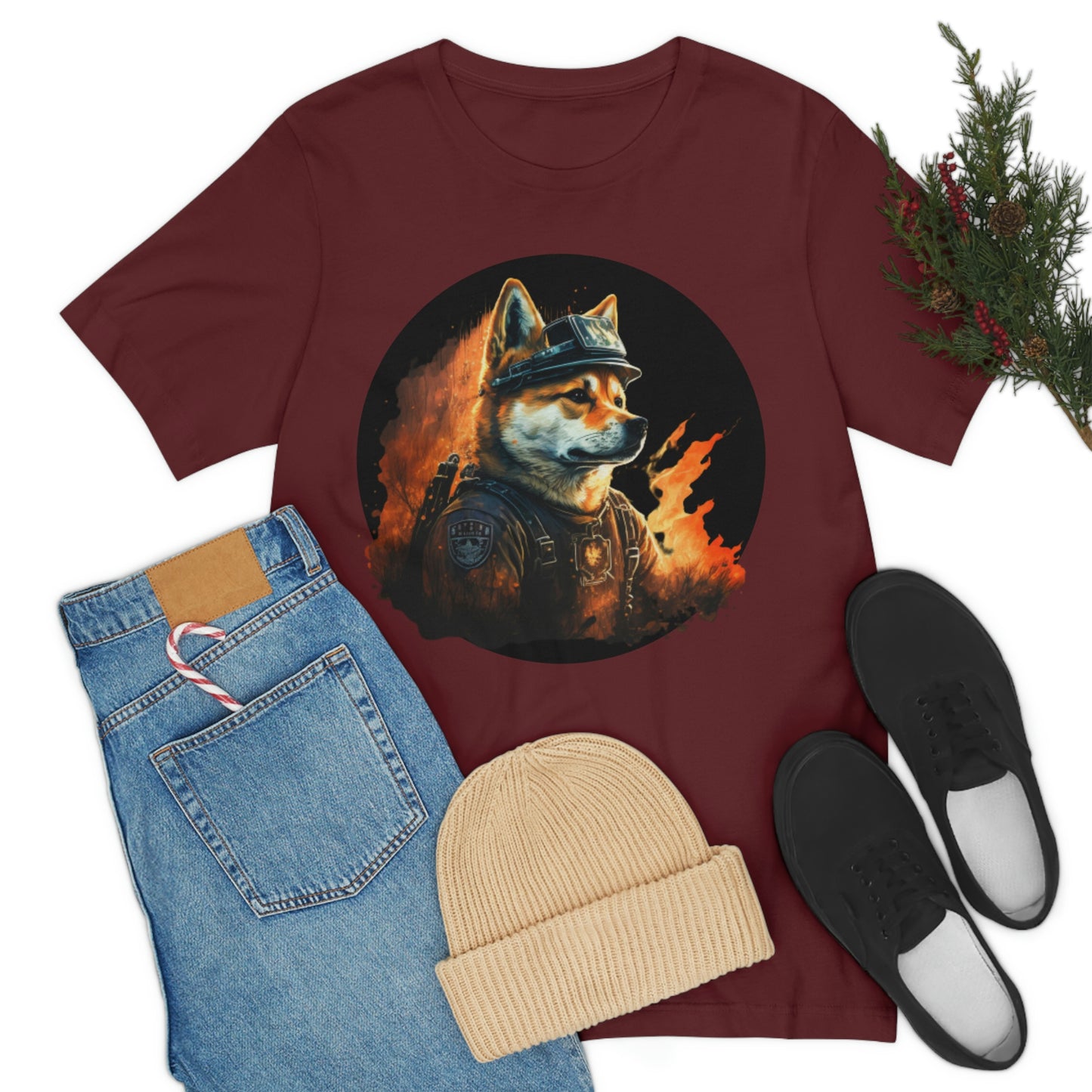 Shiba Inu Firefighter T-Shirt | Support Our Brave First Responders | Soft Cotton Tee with High-Quality Print