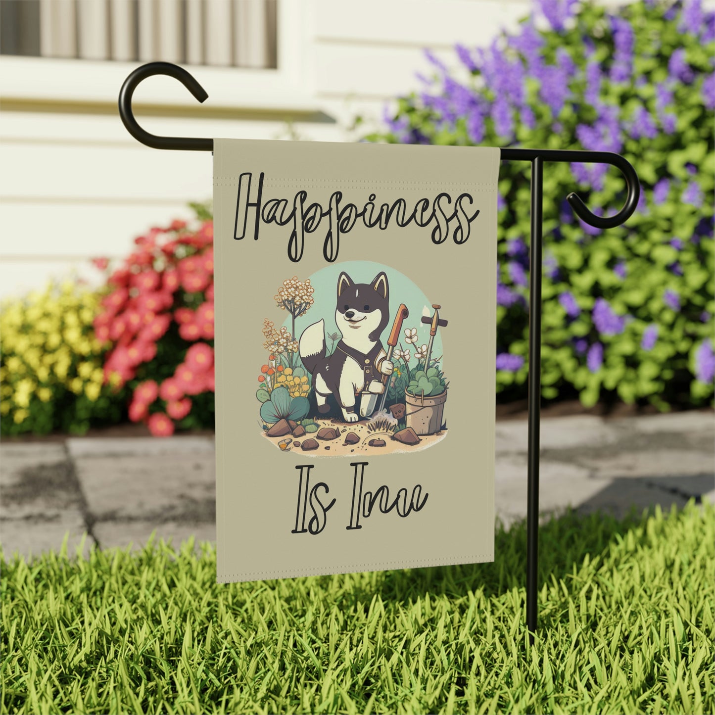 Brown Shiba | Happiness | Garden & House Banner