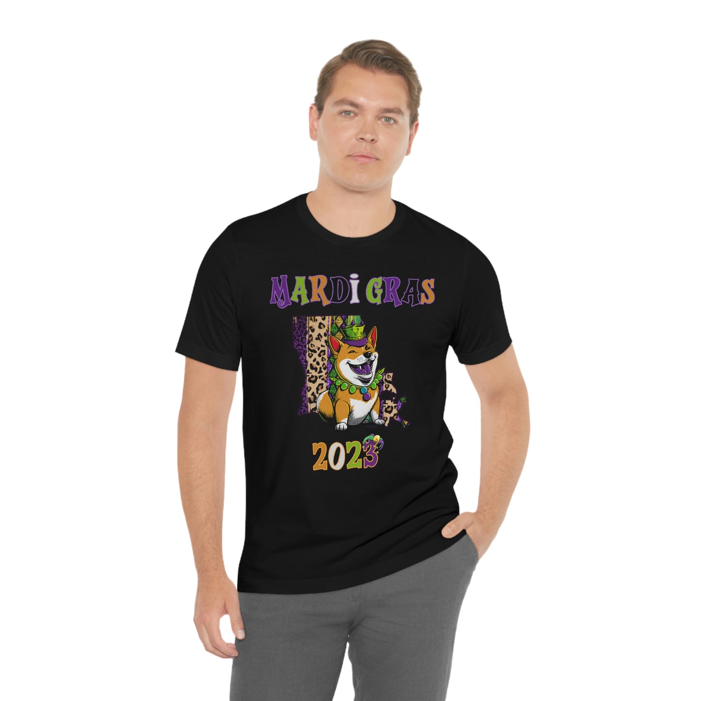 Mardi Gras 2023 Shiba Inu T-Shirt - Celebrate with your pup - Louisiana Theme - Soft Cotton - Dog Lover Gift