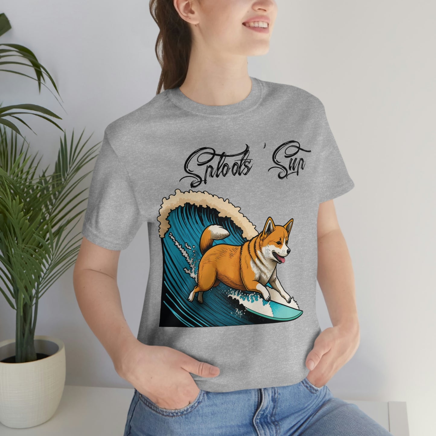 Sploots 'Sup Surfin' Shiba Inu | Black Ink | Short Sleeve Tee